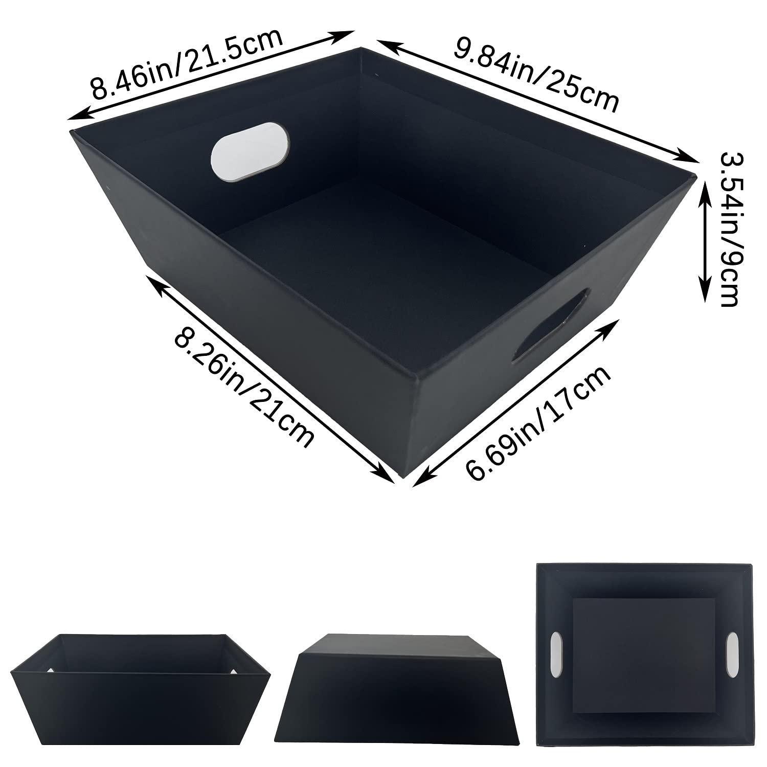 Baskets For Gifts Empty, 5 Pk Black Empty Gift Baskets To Fill, Sturdy Cardboard Tray With Handles, Large Gift Baskets Empty Bul