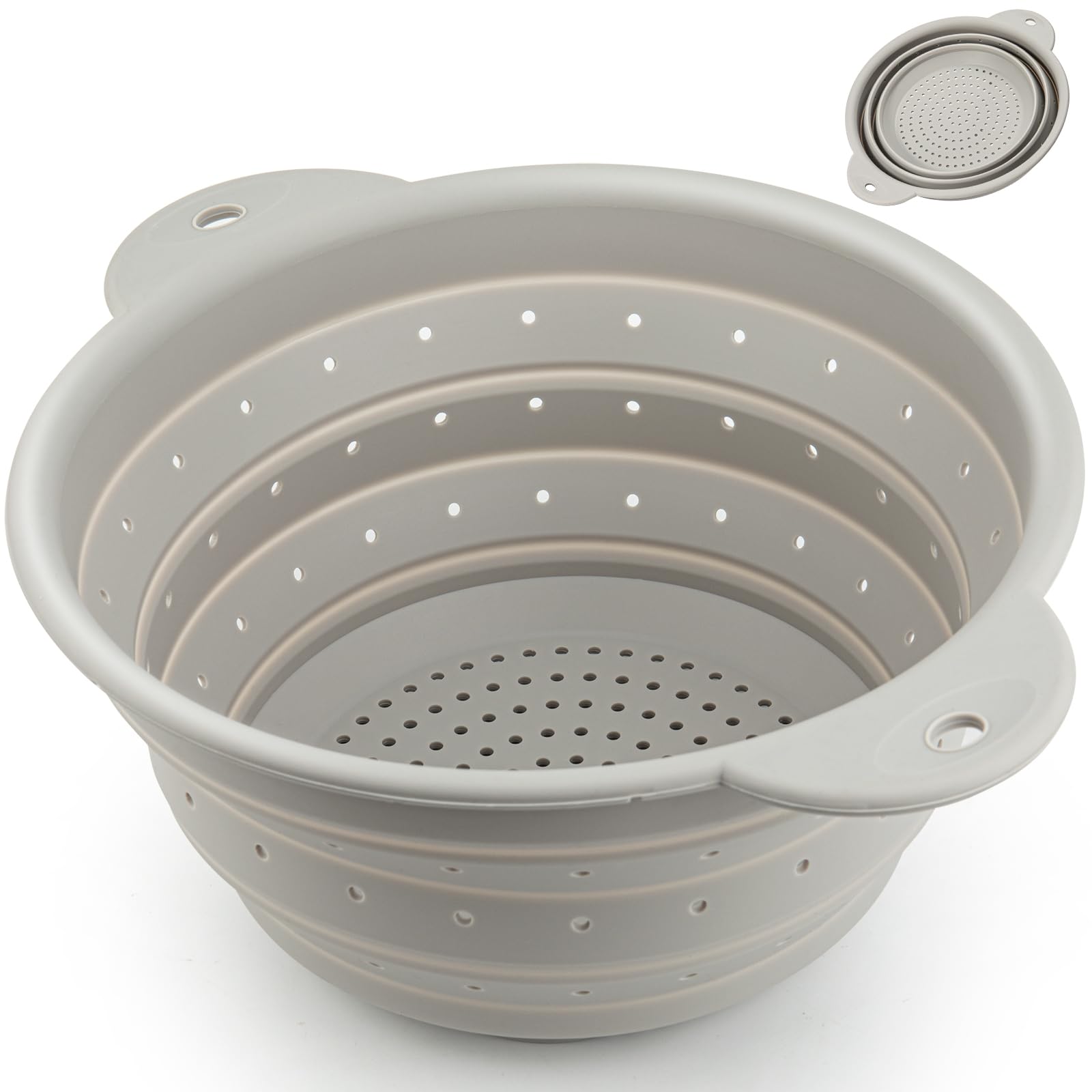 Yqlinnn Collapsible Colander, Food Grade Silicone Kitchen Strainer Diameter Sizes 10.4 Inches Perfect For Draining Pasta, Vegeta