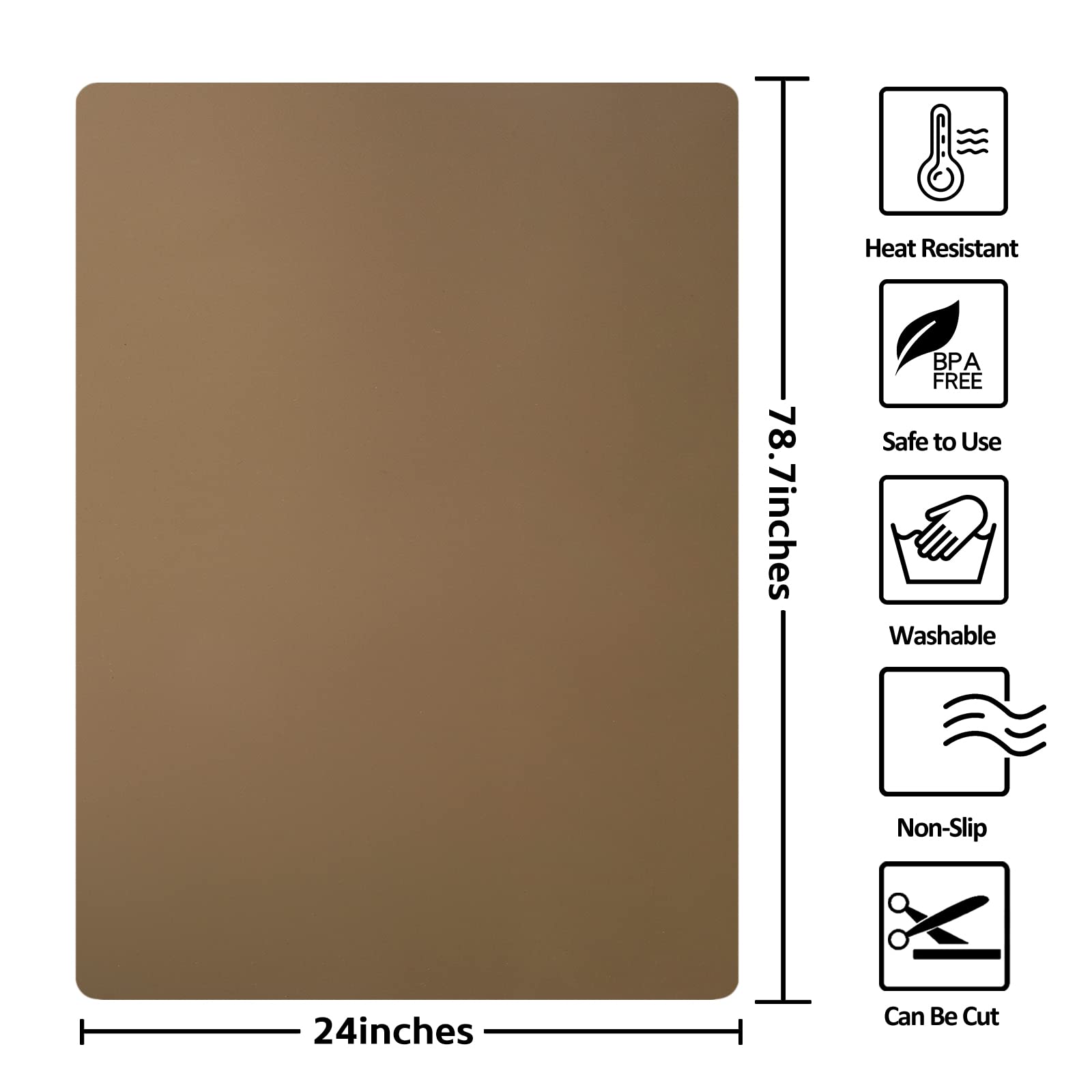 Silicone Mats For Kitchen Counter, Nonslip Silicone Mats For Crafts Countertop Protector Heat Resistant Mat (78.7    X 24    X 0