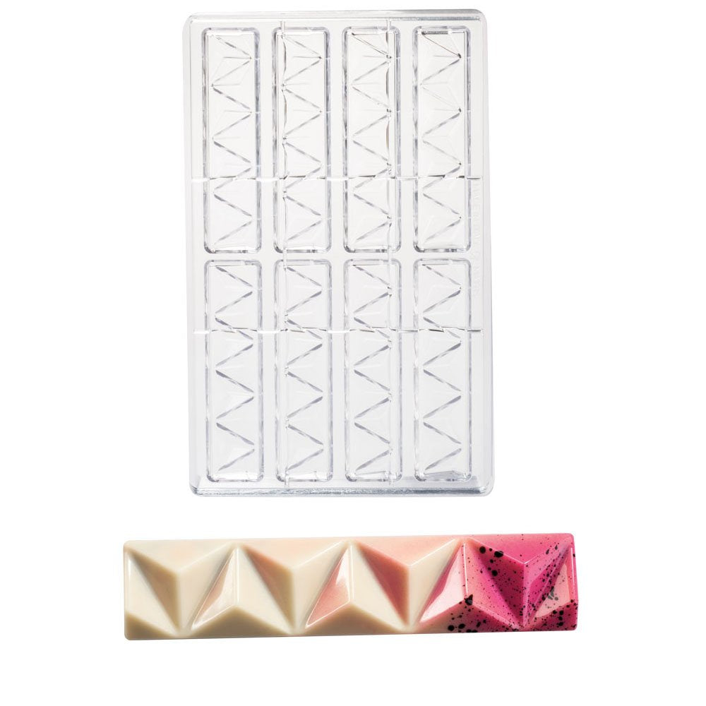 Martellato Polycarbonate Chocolate Mold, Pyramidal Bar 123mm x 27mm x 12mm High, 8 Cavities
