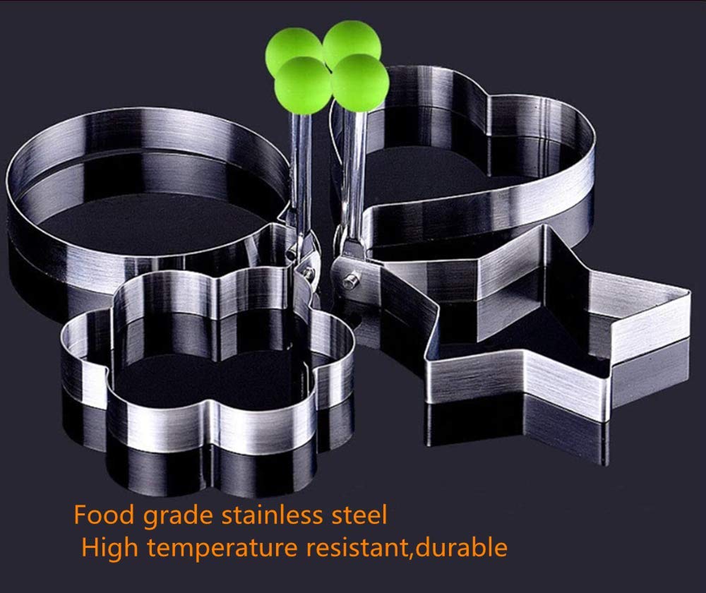Fried Egg Mold Ring Set Of 10 - Stainless Steel Non-Stick Egg Shaper Ring