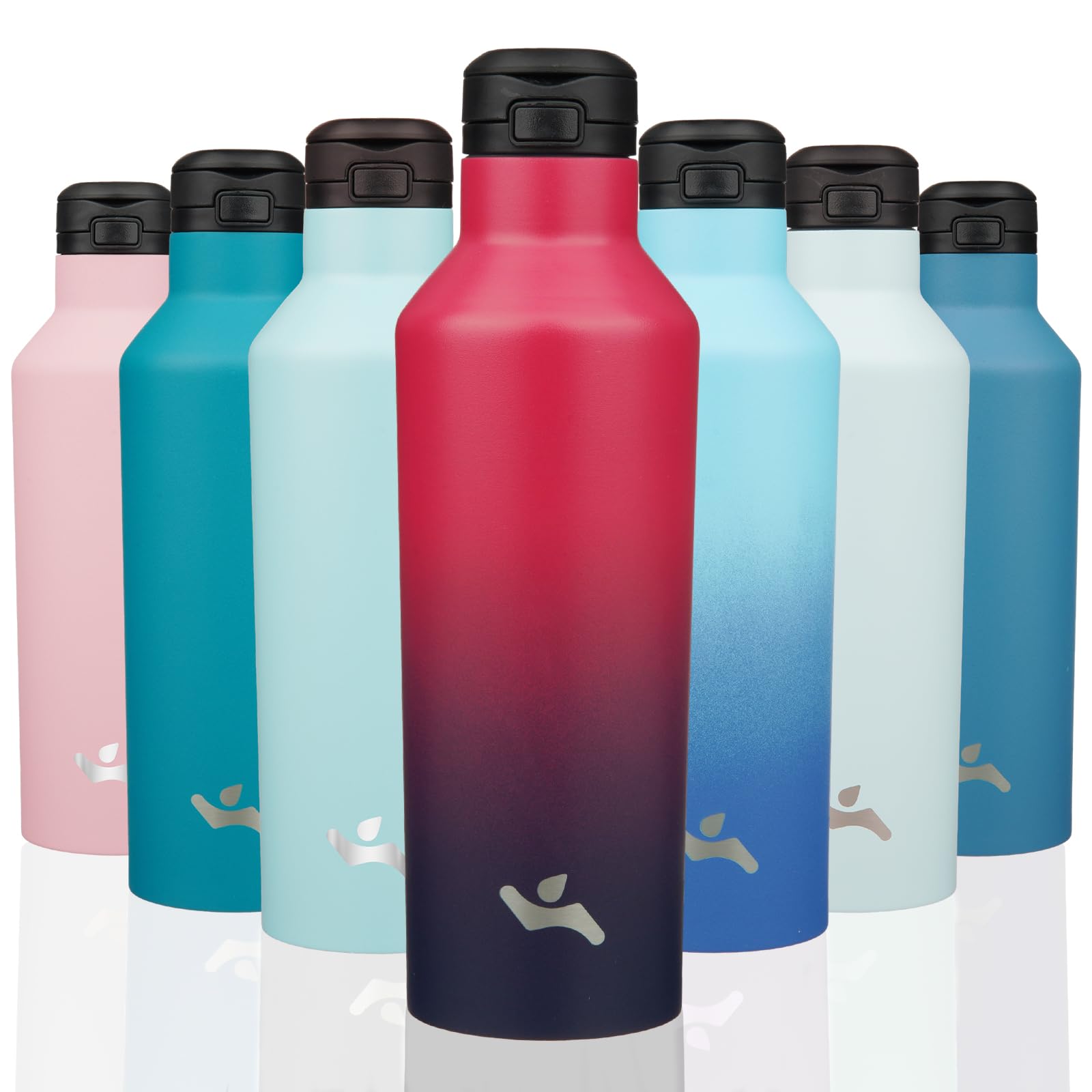 Insulated Water Bottle with Straw,25 OZ Double Wall Vacuum Stainless Steel Water Flask with 2 Lids,Glamour Red