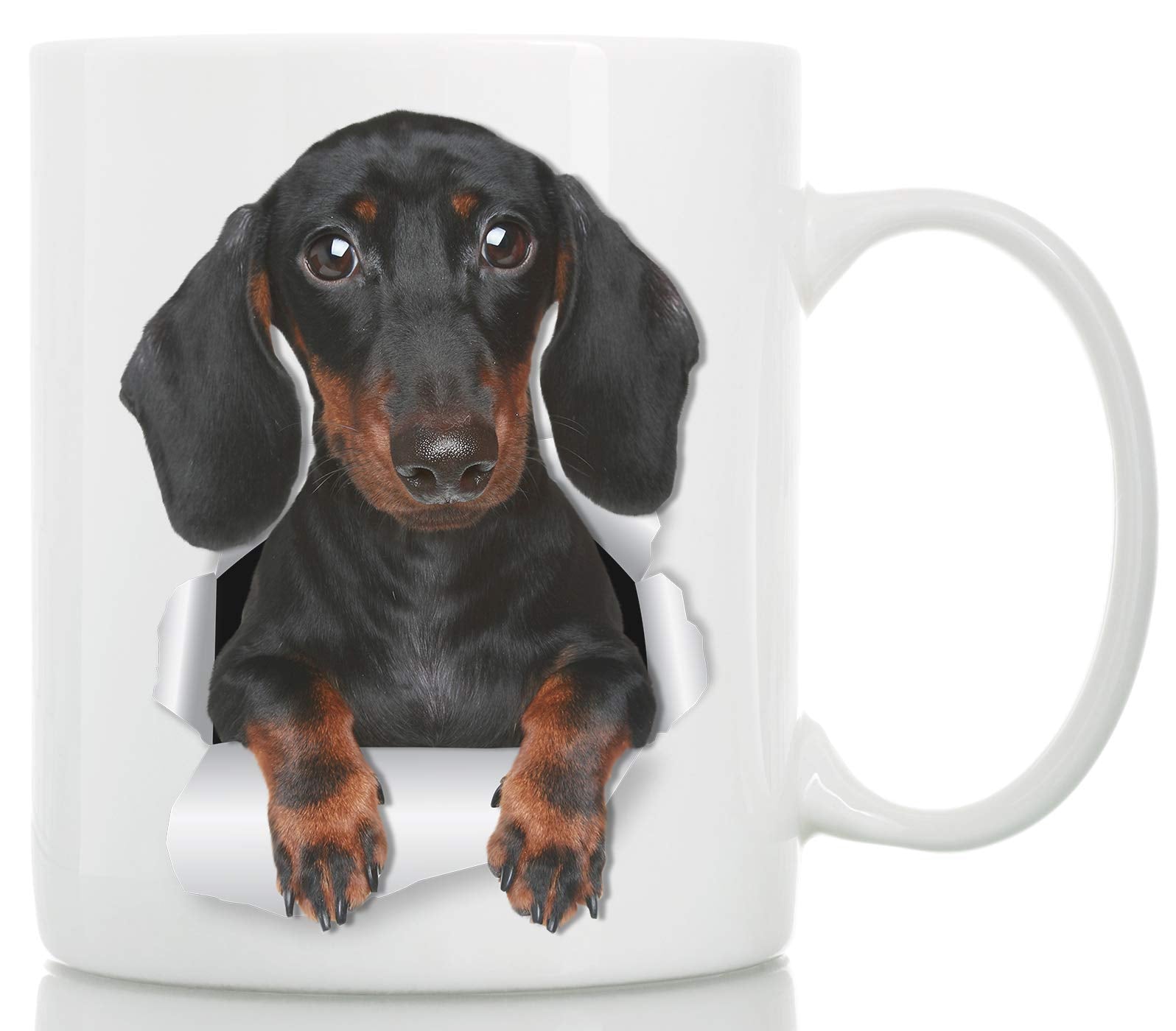 Winston & Bear Cute Dachshund Mug - Ceramic Black Dachshund Coffee Mug - Perfect Dachshund Gifts - Funny Cute Sausage Dog Coffee