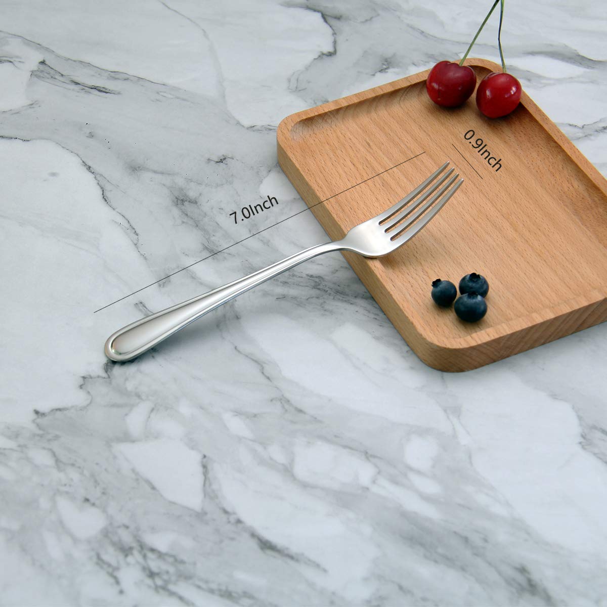 Salad Forks Set Of 6, Flatware Forks 7-Inch, Stainless Steel Table Forks Mirror Polishing (Silver, 6Pcs-Round Handle)