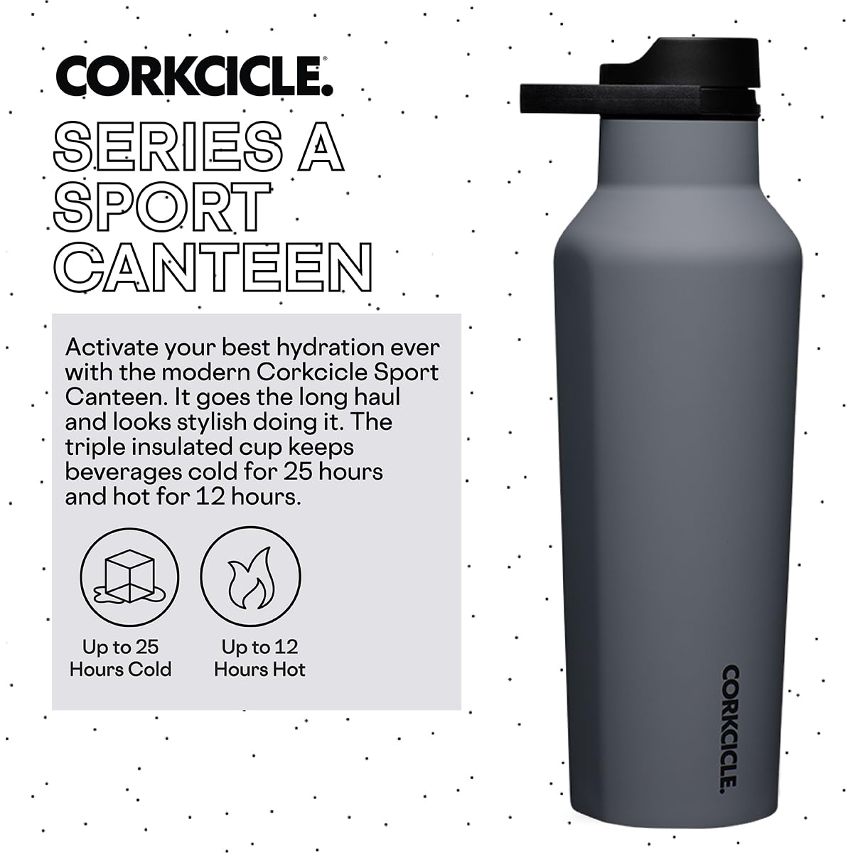 Corkcicle Sport Canteen Insulated Tumbler, Hammerhead, 20 Oz - Reusable Water Bottle Keeps Beverages Cold For 25 Hours & Hot 12