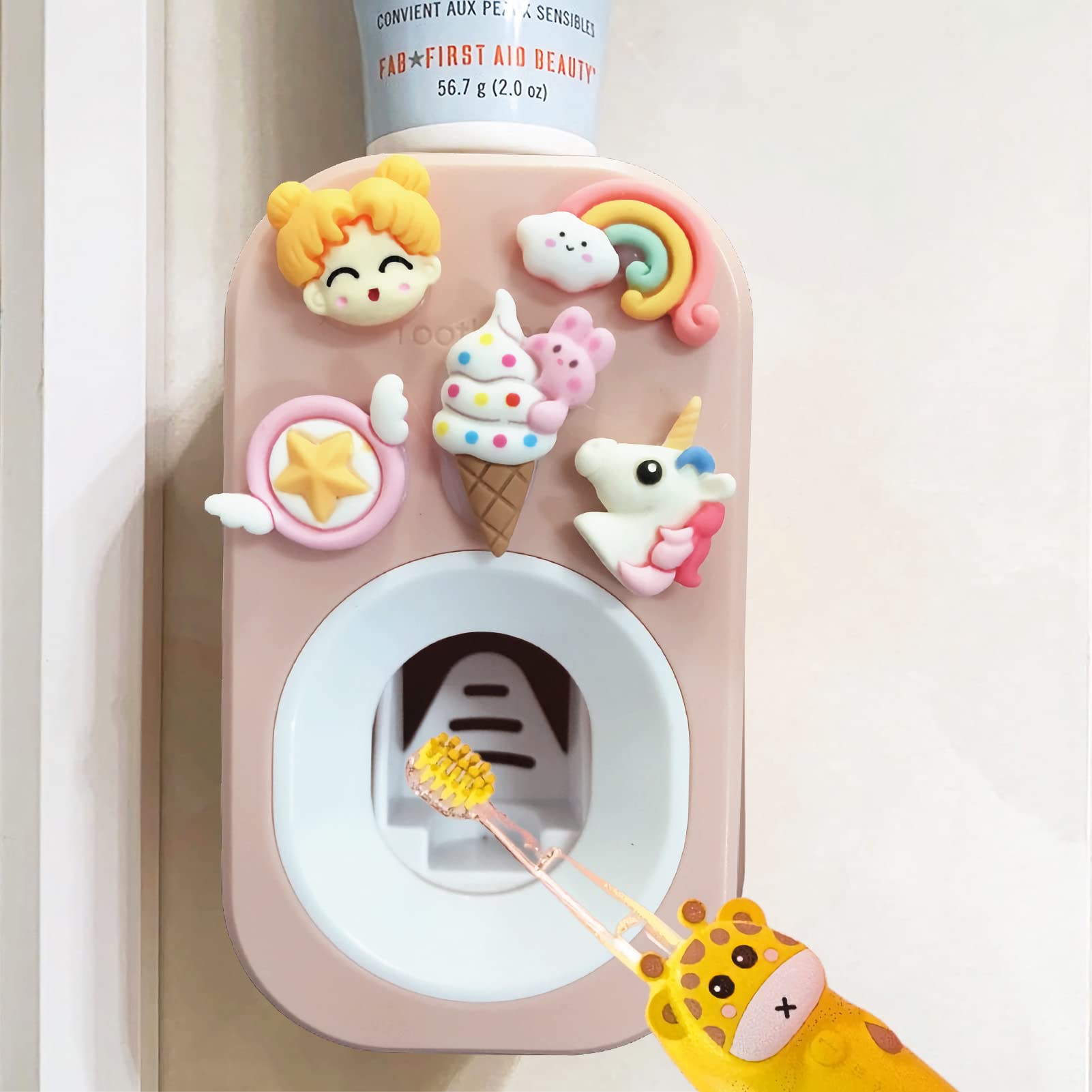 Automatic Kid Toothpaste Dispenser For Shower,Toothpaste Squeezer For Kids & Family,Wall Mounted Bathroom Decor By Mr. Thumbs (1