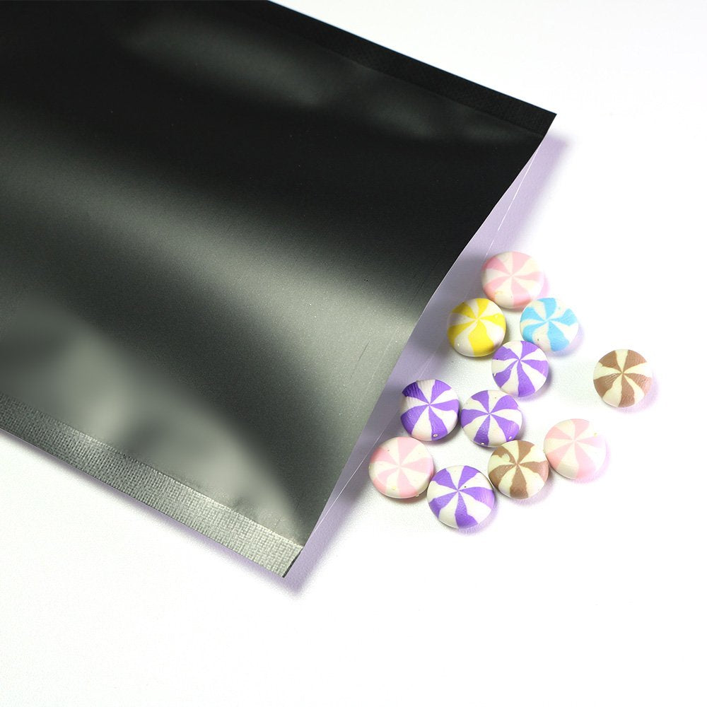 Qq Studio Clear Open Top Colored Metallic Mylar Bag (100 Bags) (Black, Open | 3.5'' X 5.1'')