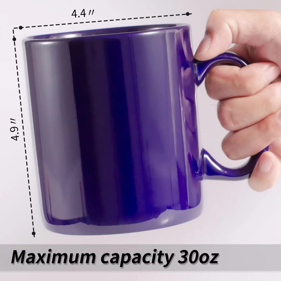 BYCNZB 30oz Super Large Ceramic Coffee Mugs Large Handles Set of 2 (Cobalto)