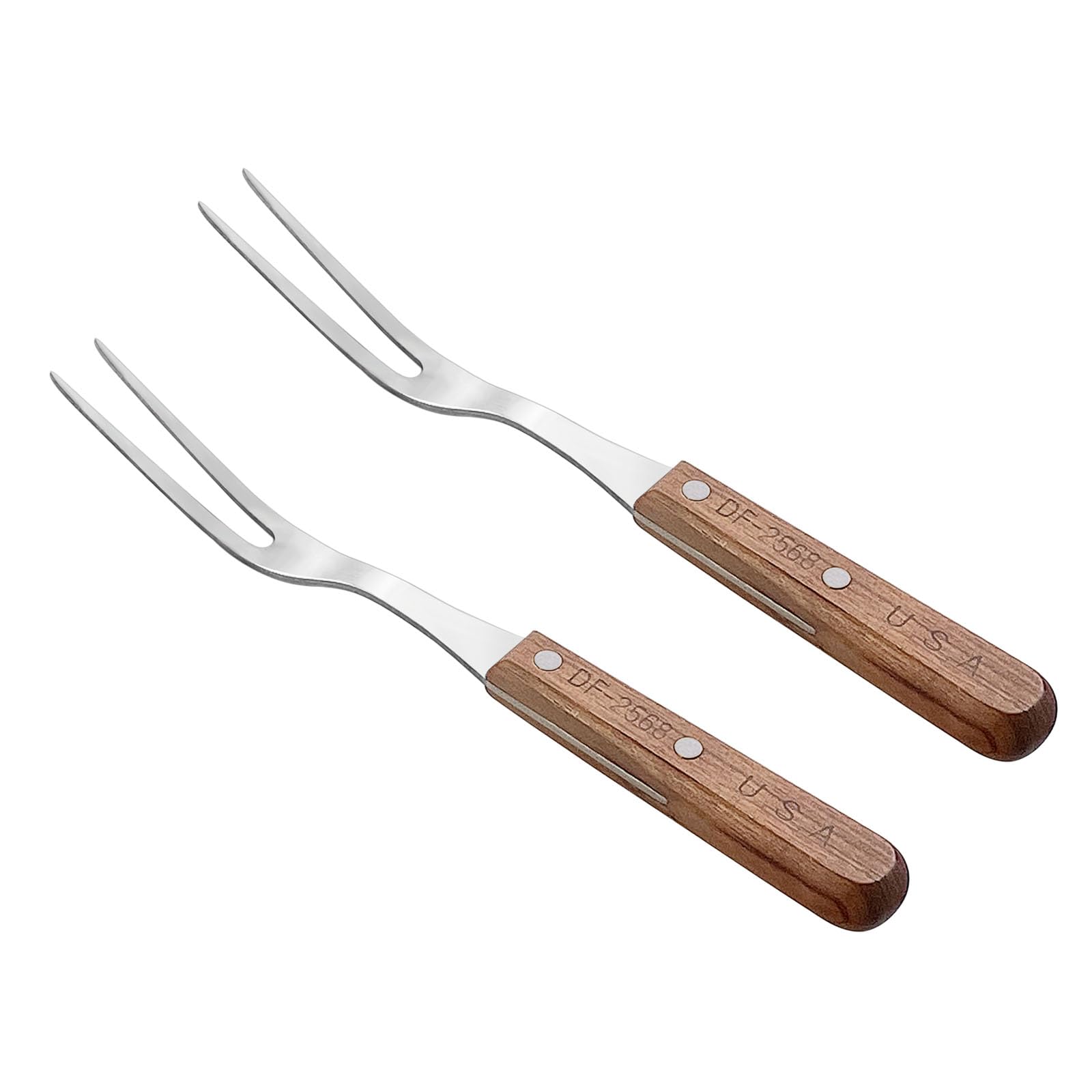 Stainless Steel Turner Spatula & Meat Fork With Wood Handle (Pack Of 2 10.5'' Forks)