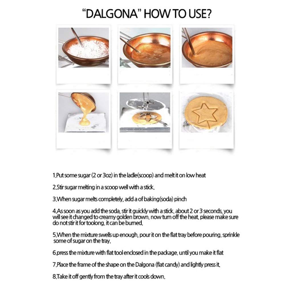 Dalgona Korean Sugar Candy Making Tools Set Dalgona (9Pcs In 1Set), Mold, Press Stainless Steel (Package Vary, One Of Three Type