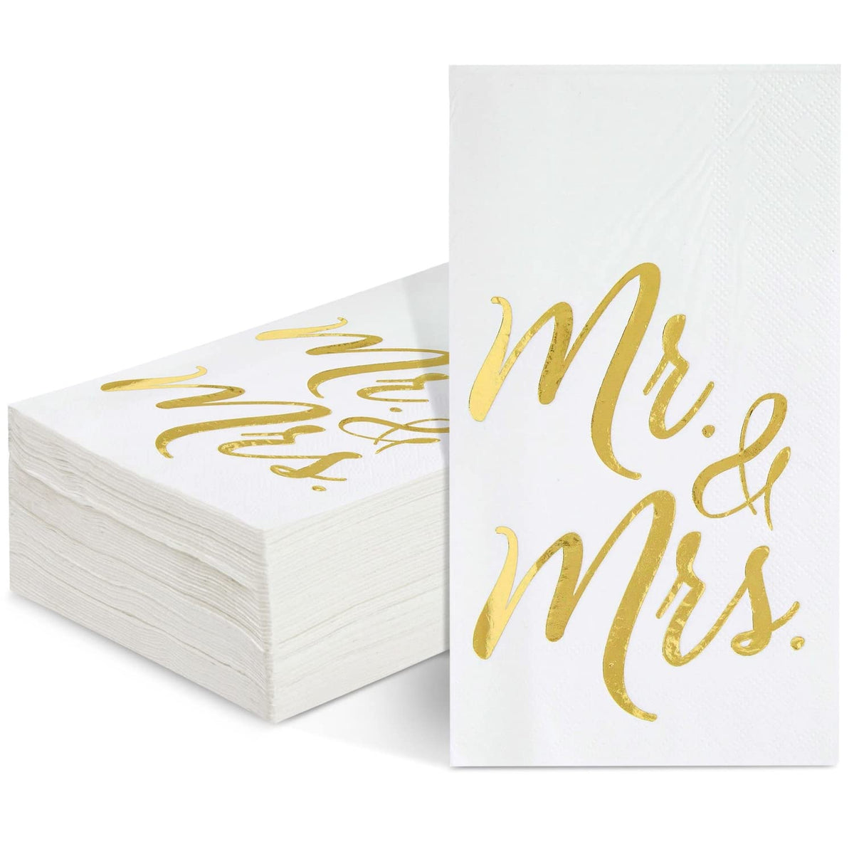 Juvale 50-Pack Mr And Mrs Napkins, Disposable Wedding Dinner Napkins For Reception, Rehearsal Dinner, Bridal Shower, Engagement
