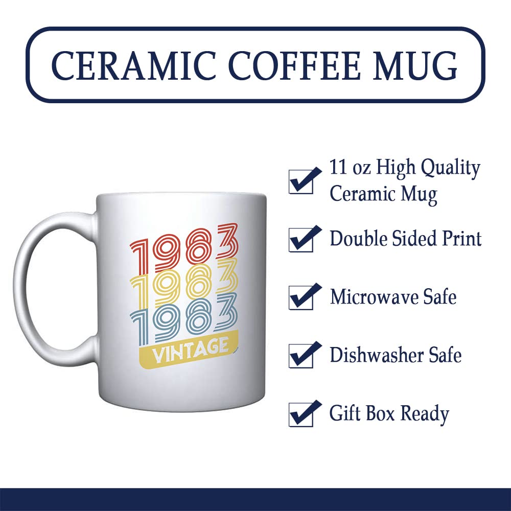 Veracco 1983 1983 1983 Vintage Ceramic Coffee Mug 40th Birthday Gift For Him Her Forty and Fabulous (1983, White)