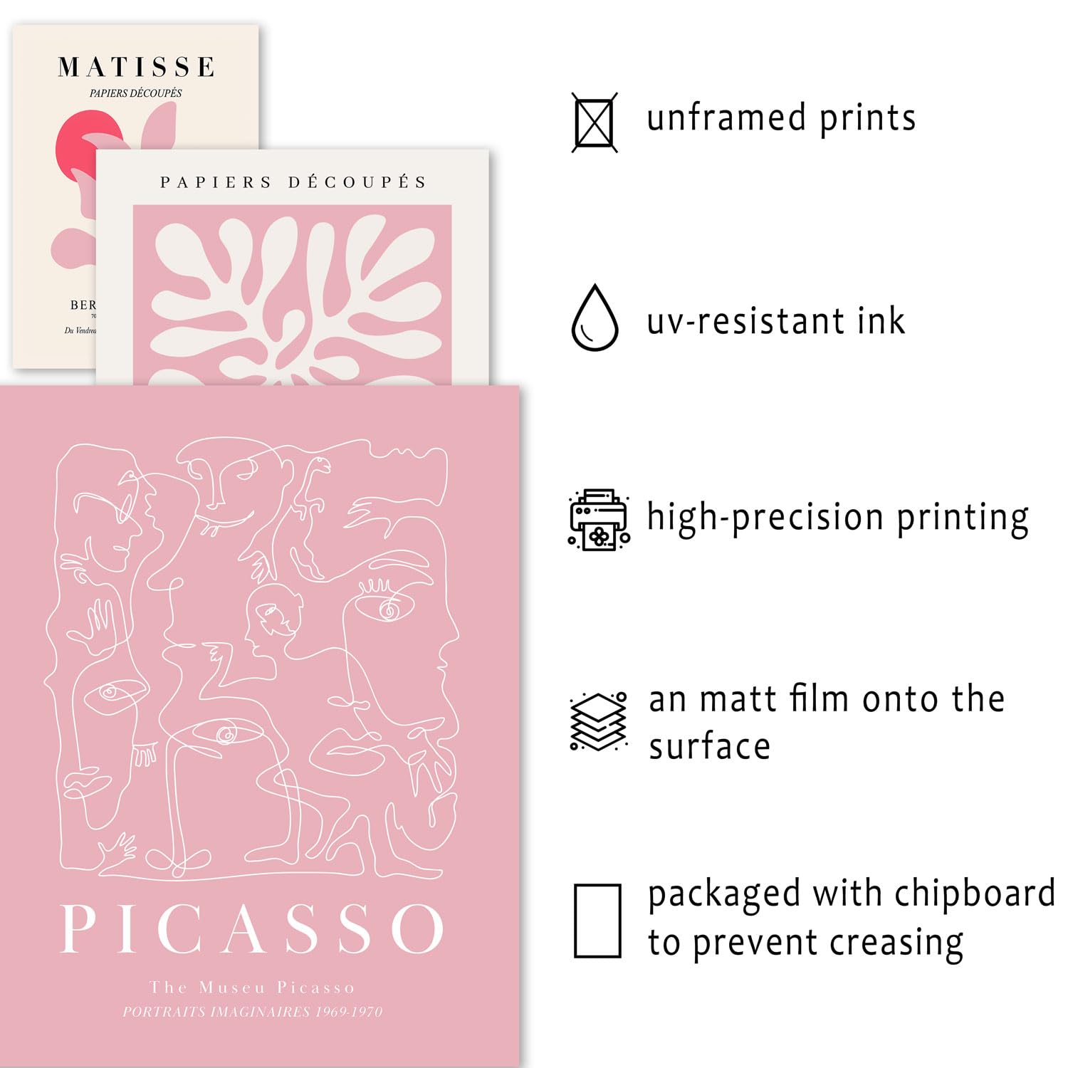 Anerza 16 Pcs Pink Wall Art Decor, Matisse Gallery Wall Prints For Bedroom, Light Pink Posters For Room Aesthetic, Collage Kit P