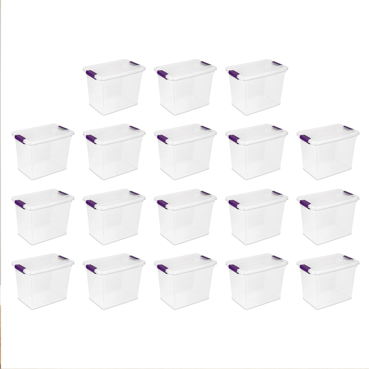 Sterilite 27 Quart Clearview Latch Box, Stackable Storage Bin With Latching Lid, Organize Clothes, Shoes In Closet, Clear Base A