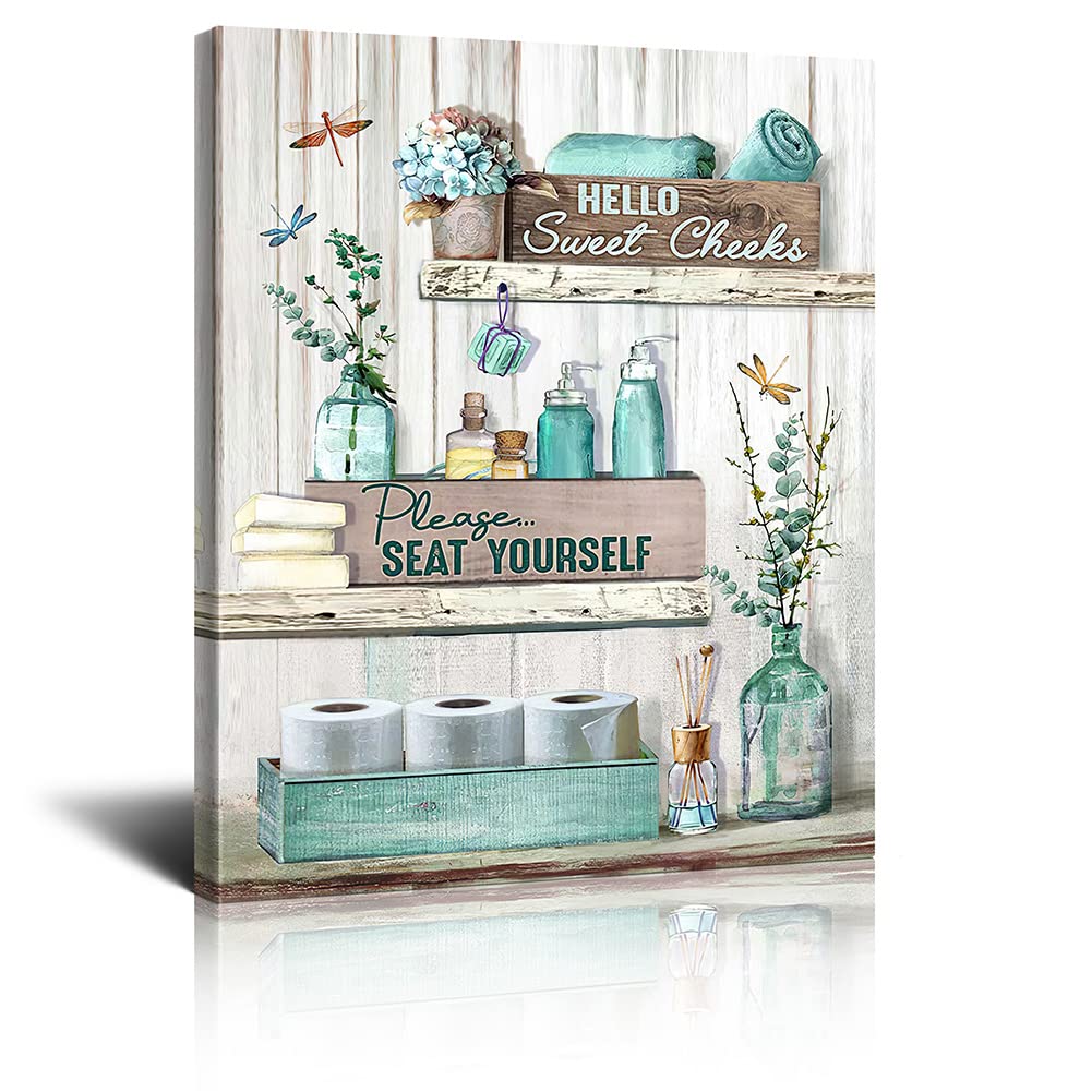 Bathroom Decor Canvas Wall Art Rustic Bathroom Sign Please Seat Yourself Print Paintings Turquoise Bathroom Pictures Modern Home