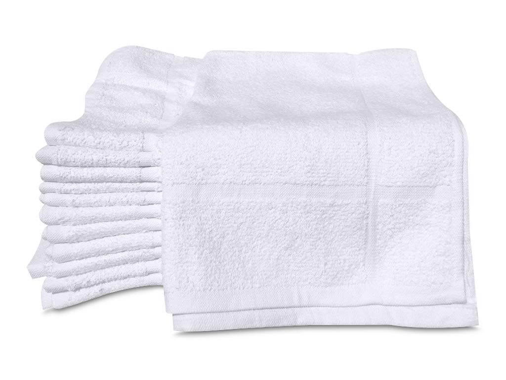 Gold Textiles 12 Pack White Bath Mat Towels 20X30 Inches (Not A Bathroom Rug)- Cotton Blend Washable Economy Hotel Bath Mats