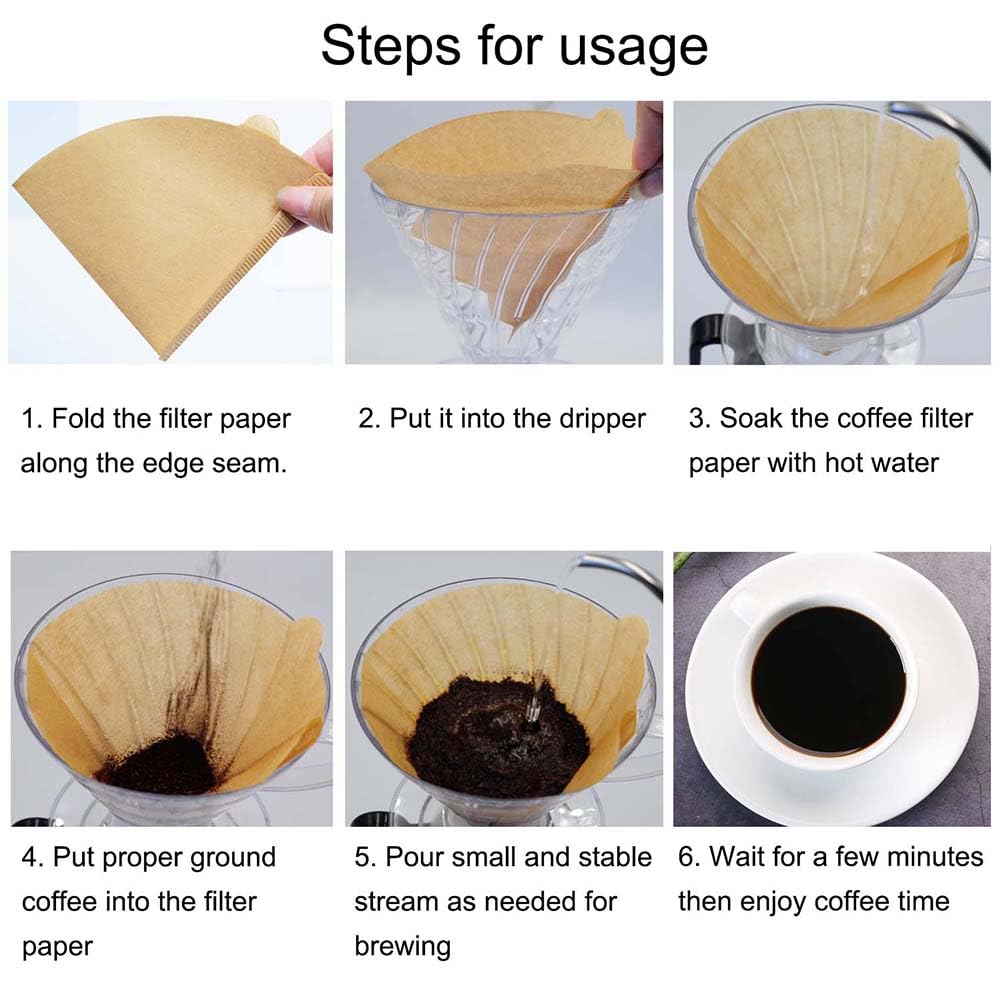 Cone Coffee Filters Size 02, 200 Count 1-4 Cups Unbleached Natural Brown V02 Disposable Coffee Filter Paper, Compatible With V60
