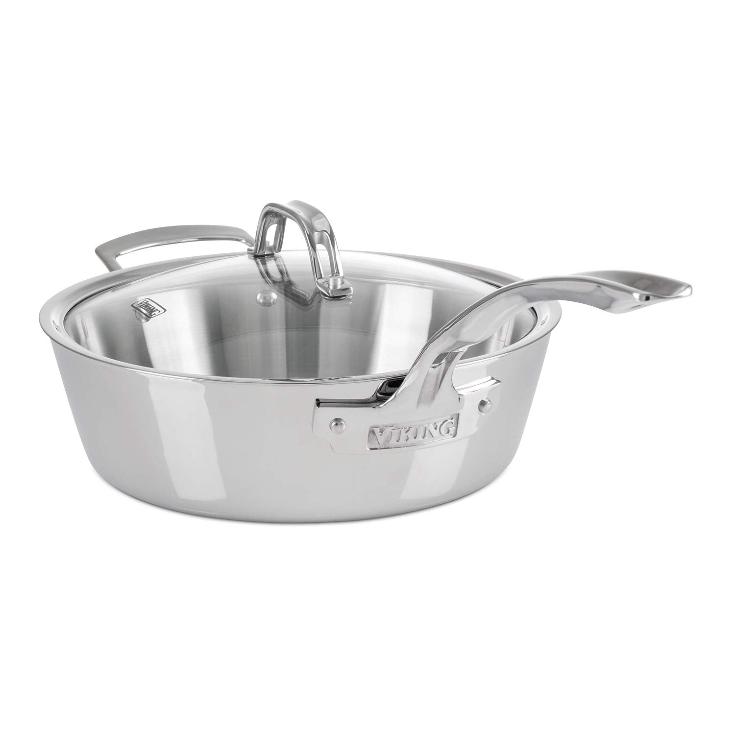 Viking Culinary Contemporary 3-Ply Stainless Steel Saut   Pan, 3.6 Quart, Includes Glass Lid, Dishwasher, Oven Safe, Works on Al