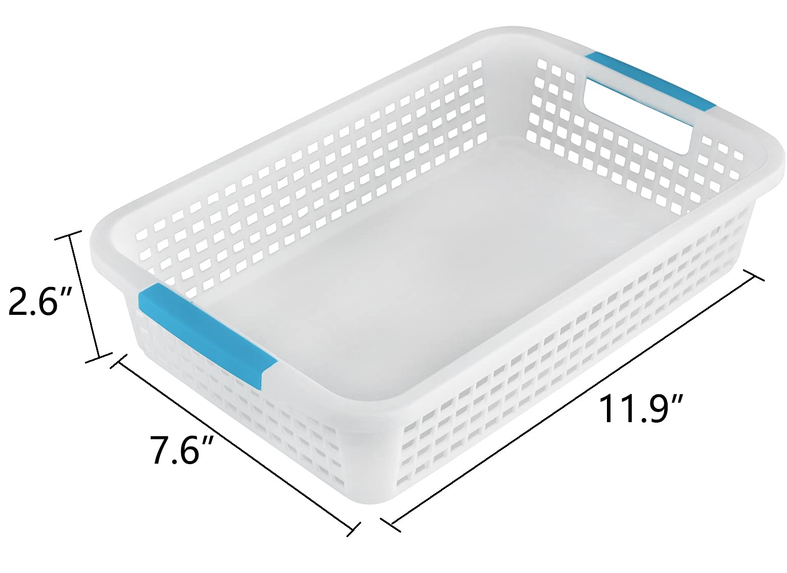 Lawei 8 Pack Plastic Storage Basket With Handle - 12 X 7.6 X 2.6 Inch Pantry Organizer Basket Bins Shelf Baskets For Organizatio