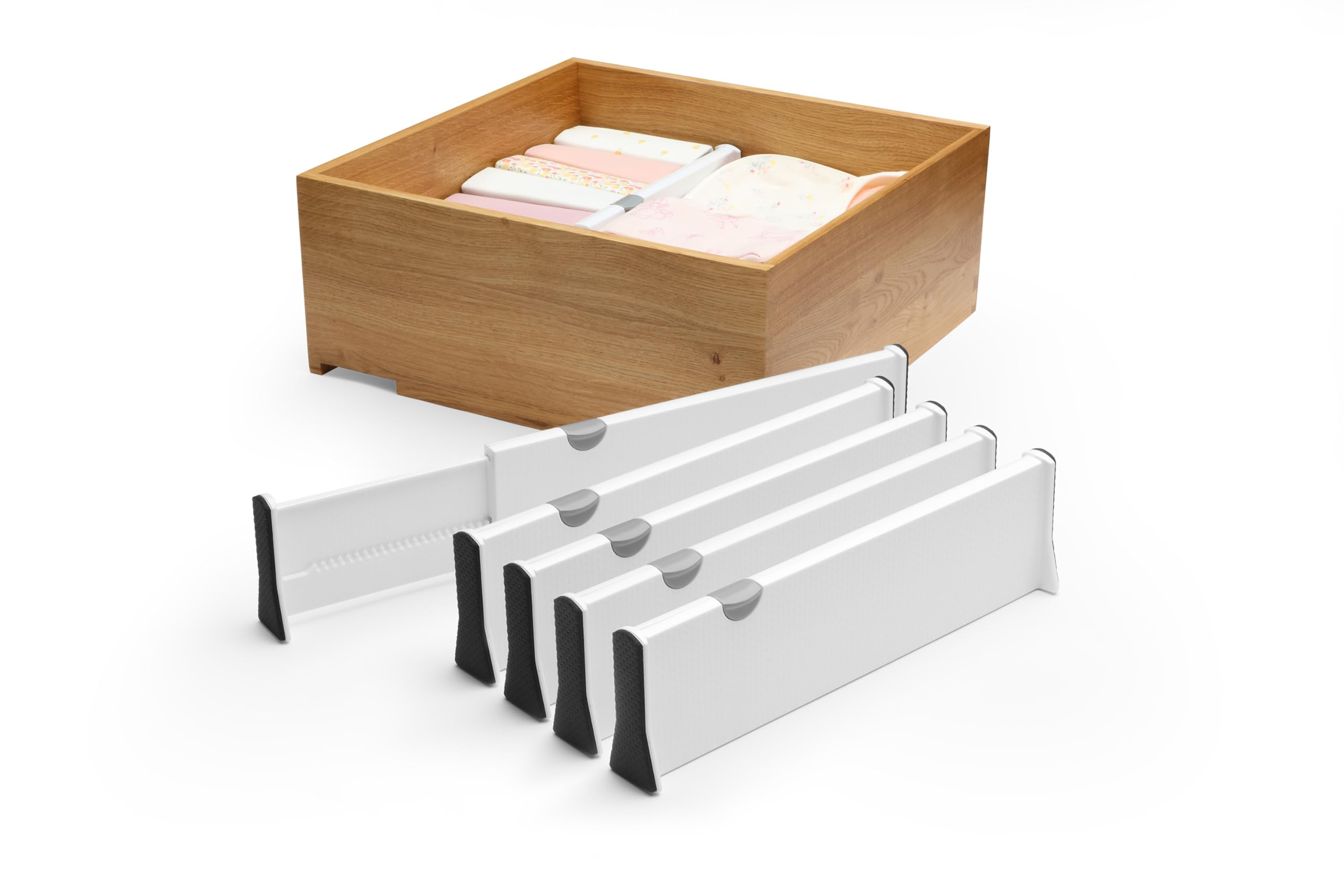 Fox & Red Draw Divider 5 Pack - Adjustable Draw Dividers & Dresser Organizer-Nursey Drawer Organizers & Drawer Organizers for Cl