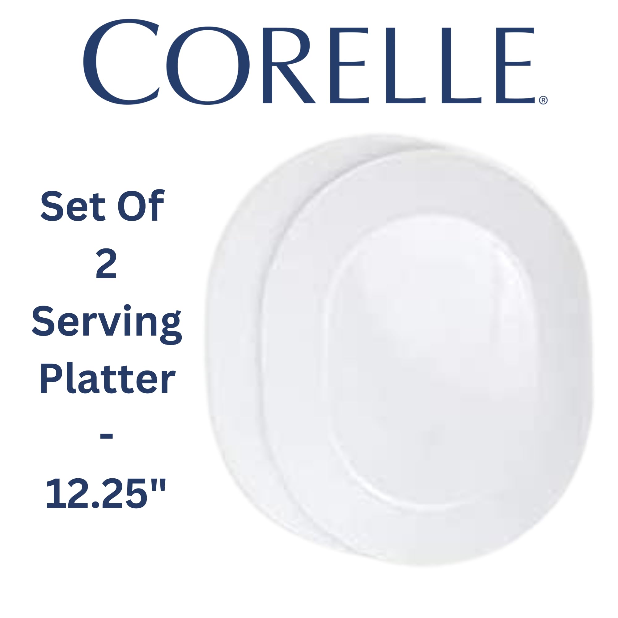 Corelle 12-1/4-Inch Serving Platter, Winter Frost White - 2-Pack With 2-Quart Serving Bowl, Winter Frost White 2Pk - Bundle Set
