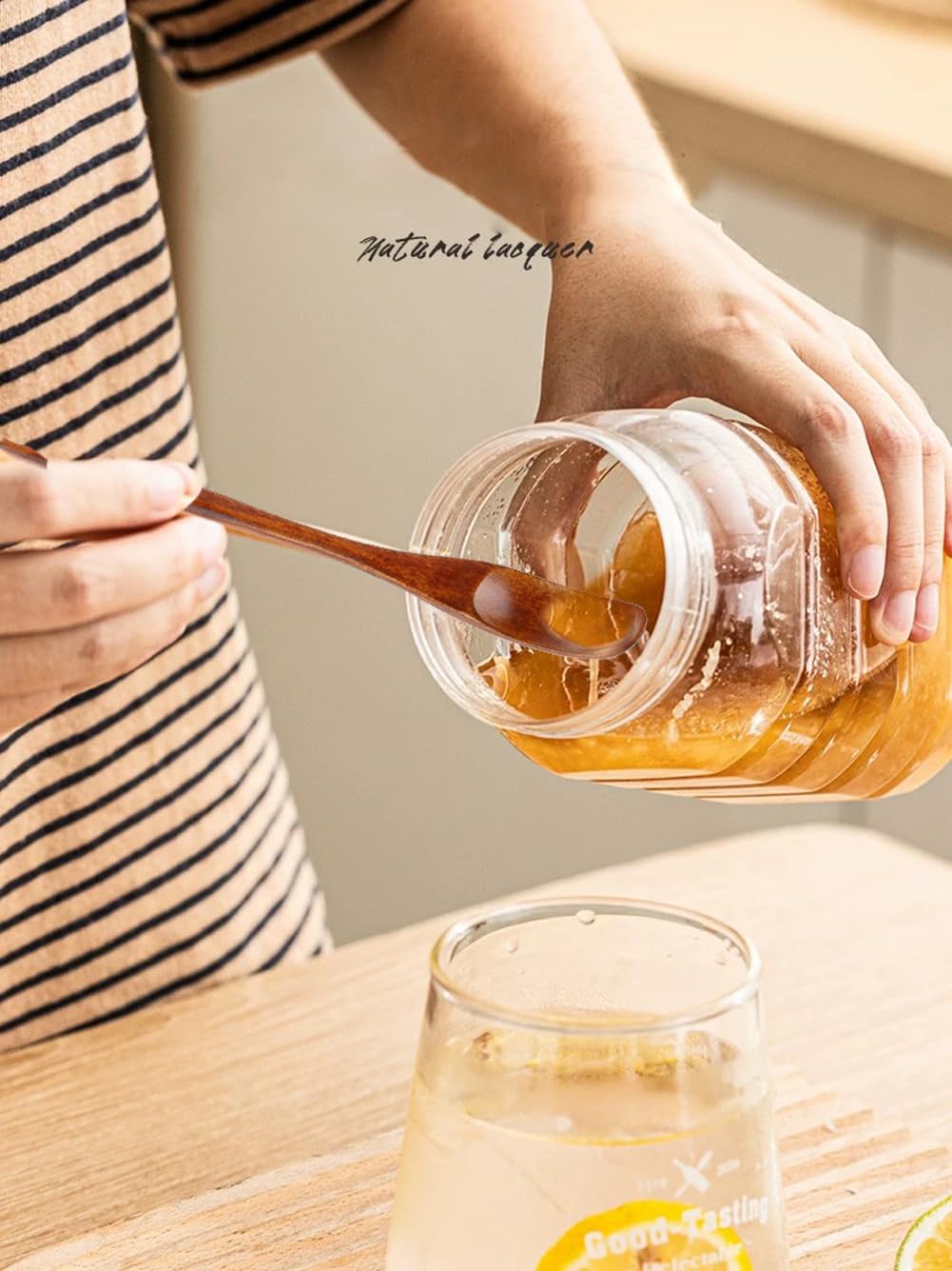Handmade Natural Wooden Mixing Spoons For Milk Honey 8'' Long Handle Teaspoon Coffee Spoon Stir Stick Set Of 3