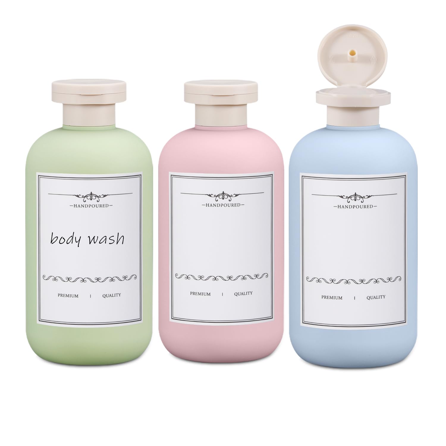 10Oz 3Pcs Plastic Refillable Travel Shampoo And Conditioner Bottles Refillable Travel Shampoo Bottles With Flip Cap Plastic Refi