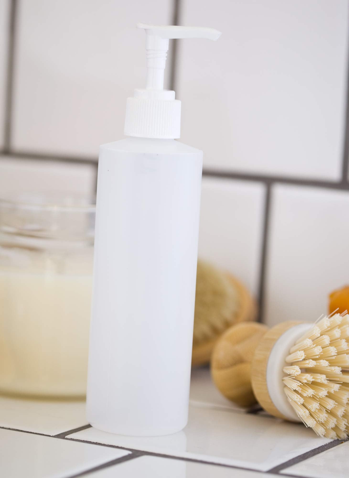 Juvitus Clear Natural Large Refillable Plastic Squeeze Bottle With White Lotion Pump Dispenser 8 Oz - (6 Pack)