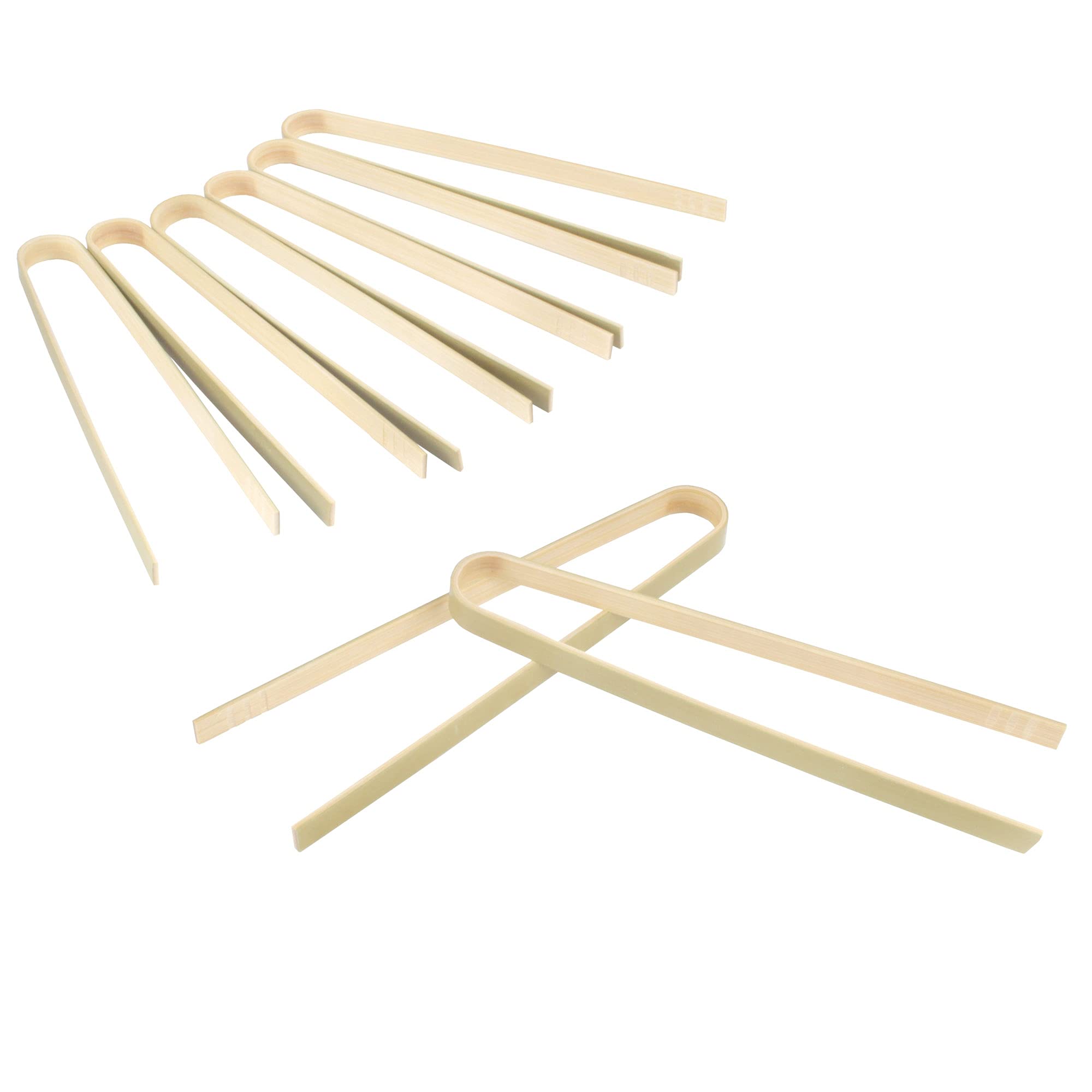 Bamboomn 6.3'' Mini Bamboo Disposable Tongs - Toast Tongs - 100 Pieces