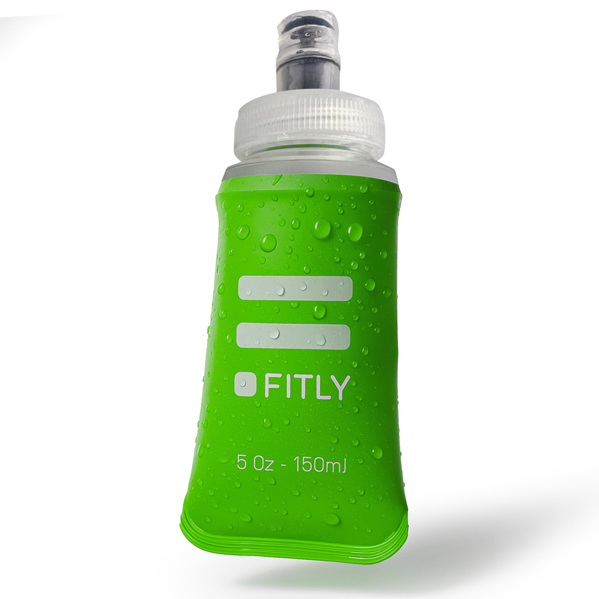 FITLY Soft Flask - 5 oz (150 ml) - Shrink As You Drink Pocket Soft Water Bottle for Hydration Pack/Running Vest - Folding Water 