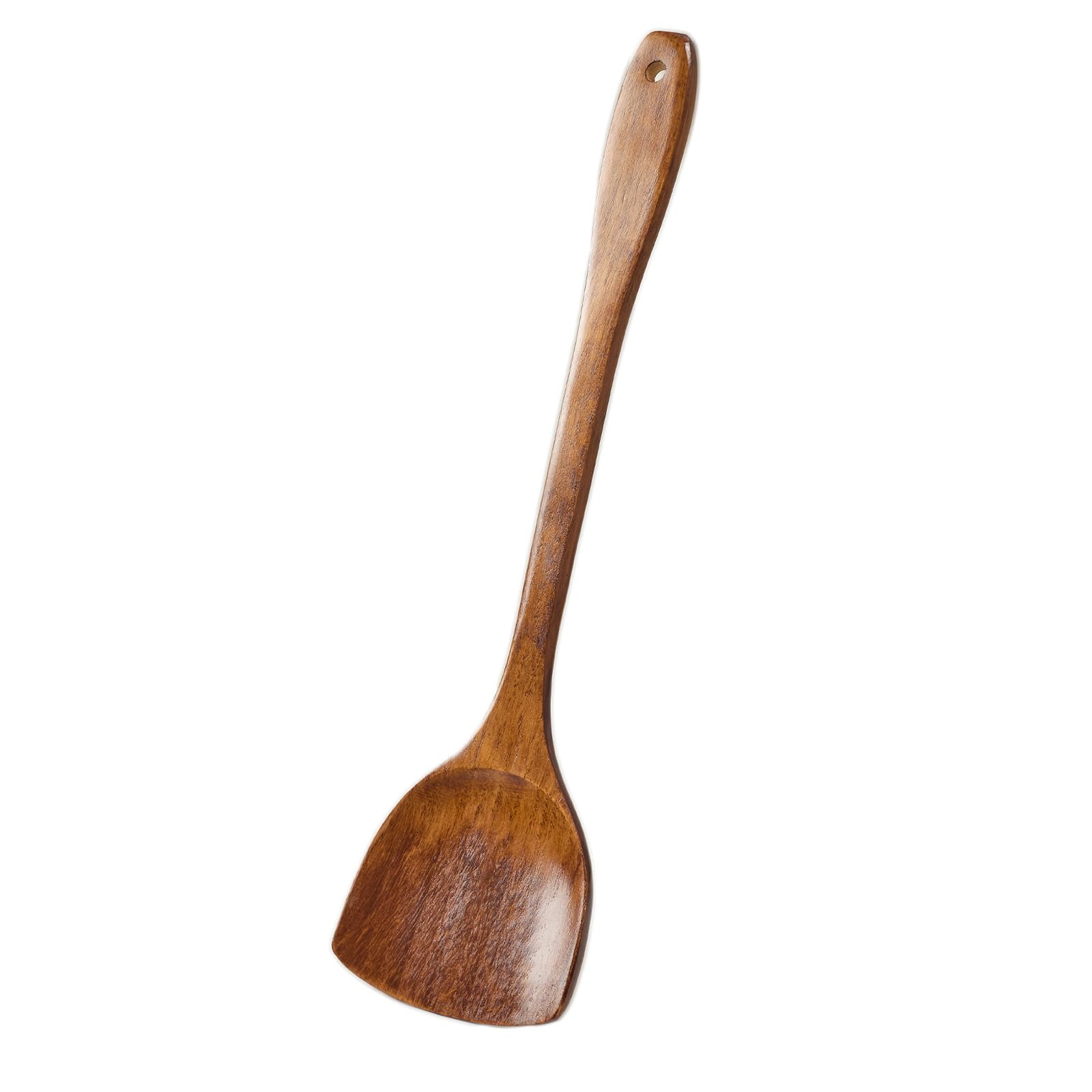 Wooden Cooking Spatula 15.35 Inch Long Handle Flat Turner Handmade Kitchen Utensil for Stir Fry Hot Pot Serving Food Tool