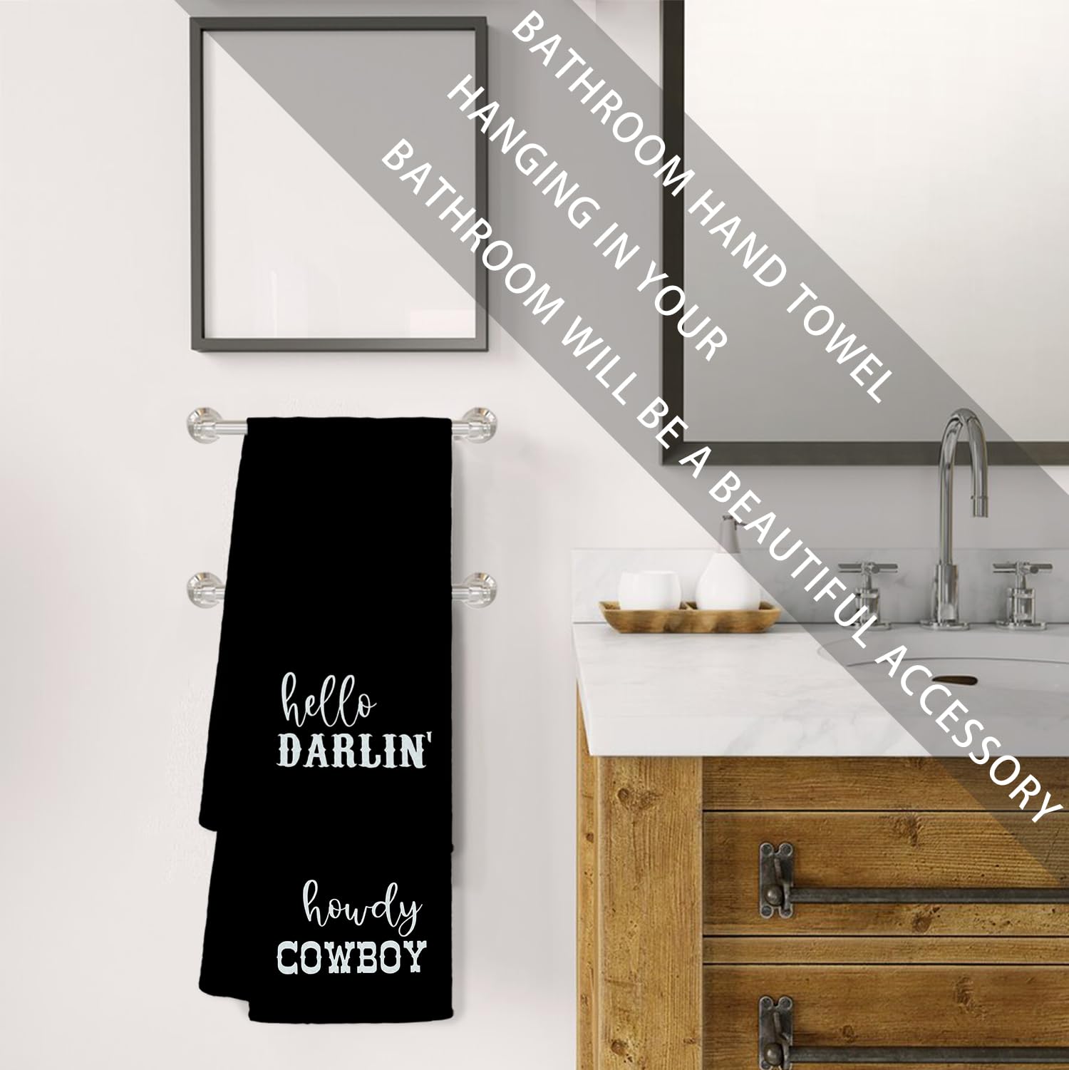 Jvpke Western Bathroom Decor,Couples Gifts,Western Kitchen Bath Towels,Hello Darlin Howdy Cowboy Kitchen Towels Set Of 2,Gifts F