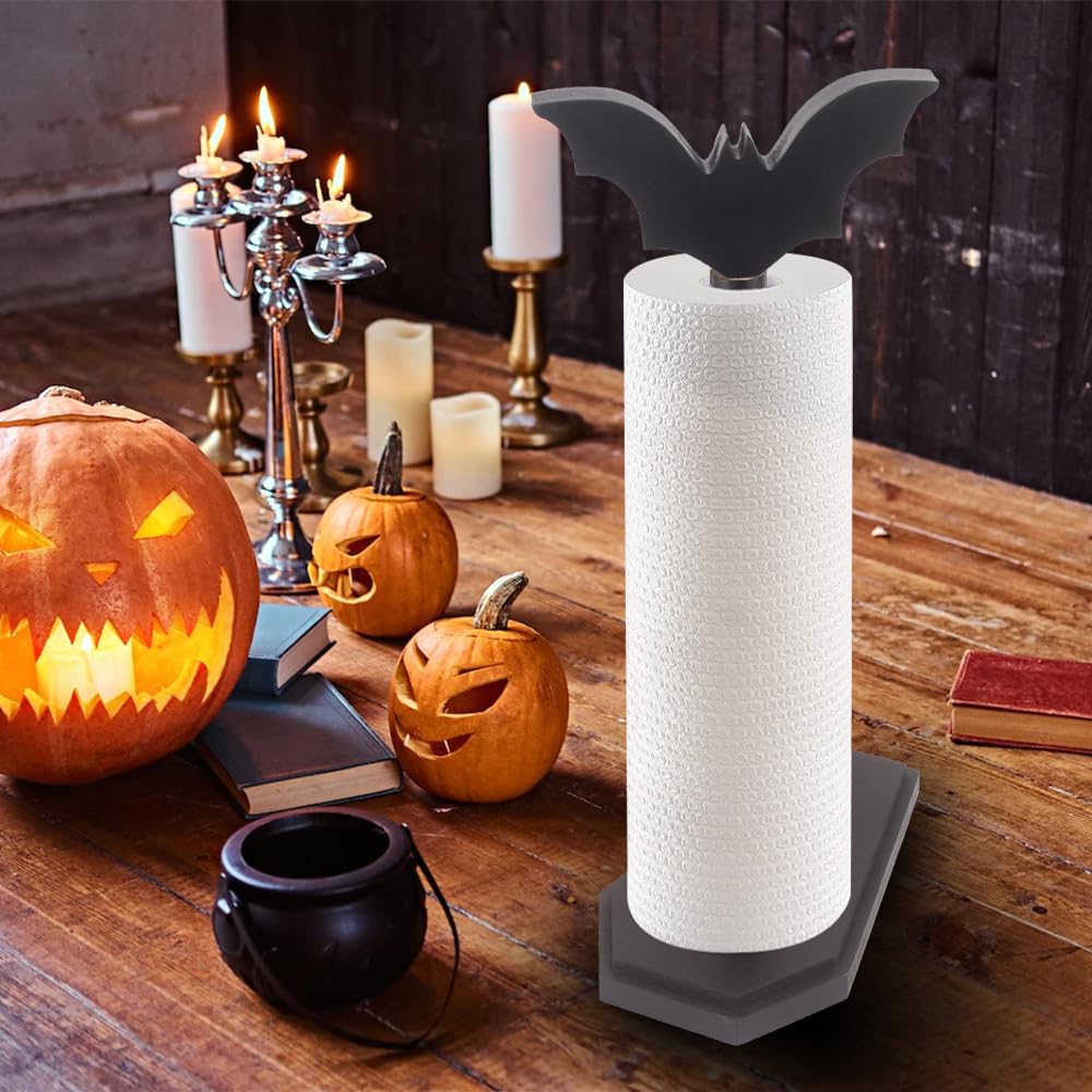 Bat Paper Towel Holder, Paper Towel Roll Holder For Kitchen Bathroom, Halloween Kitchen Decor, Goth Kitchen Decor With Coffin Ba