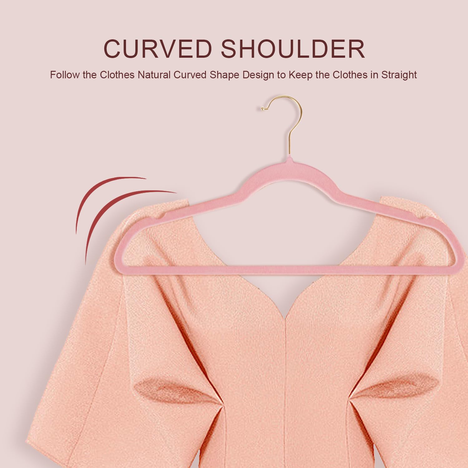 Wellong 36 Packs Velvet Clothes Hangers, 17.3 Inches Non-Slip Skirt Hangers, Sturdy Dresses Hangers With Shoulder Notches, Space