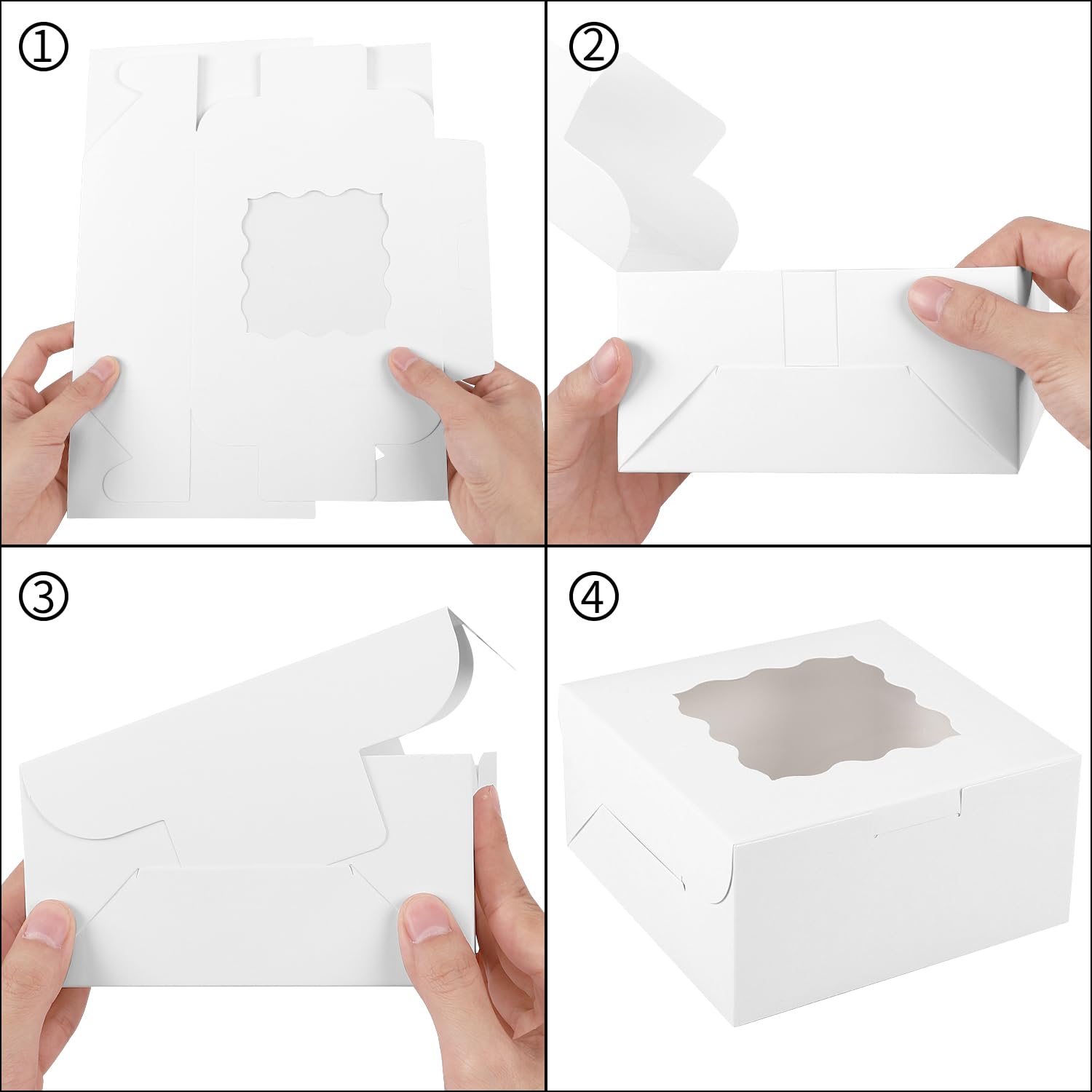 Moretoes 30Pcs Bakery Boxes 6X6X3 Inches Cookie Box With Window For Valentines Day White Treat Boxes For Small Pie, Chocolate Co