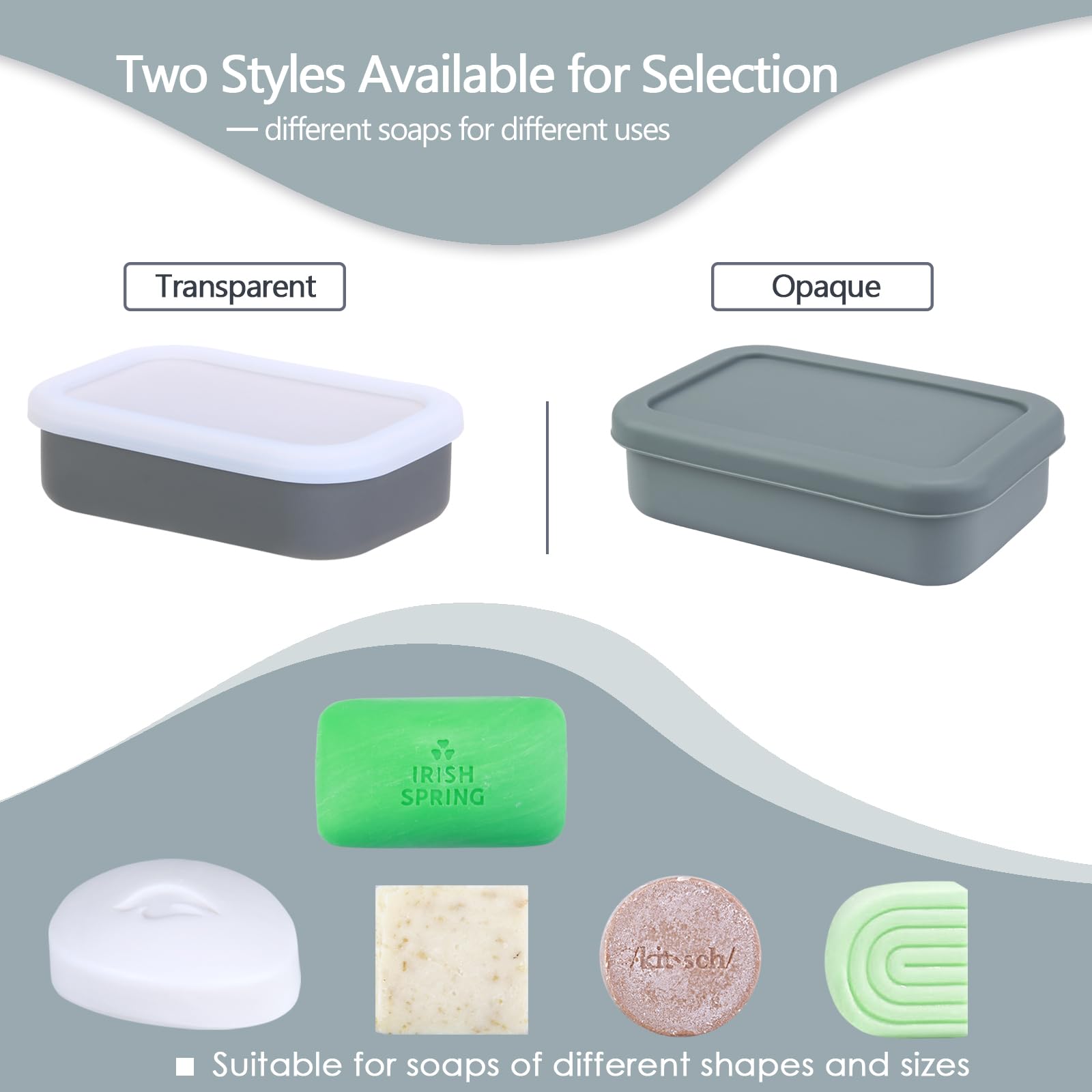 Large Travel Soap Case Leak Proof, Silicone Shampoo Bar Holder, Soap Container With Draining Layer, Slip-Resistant Portable Bar