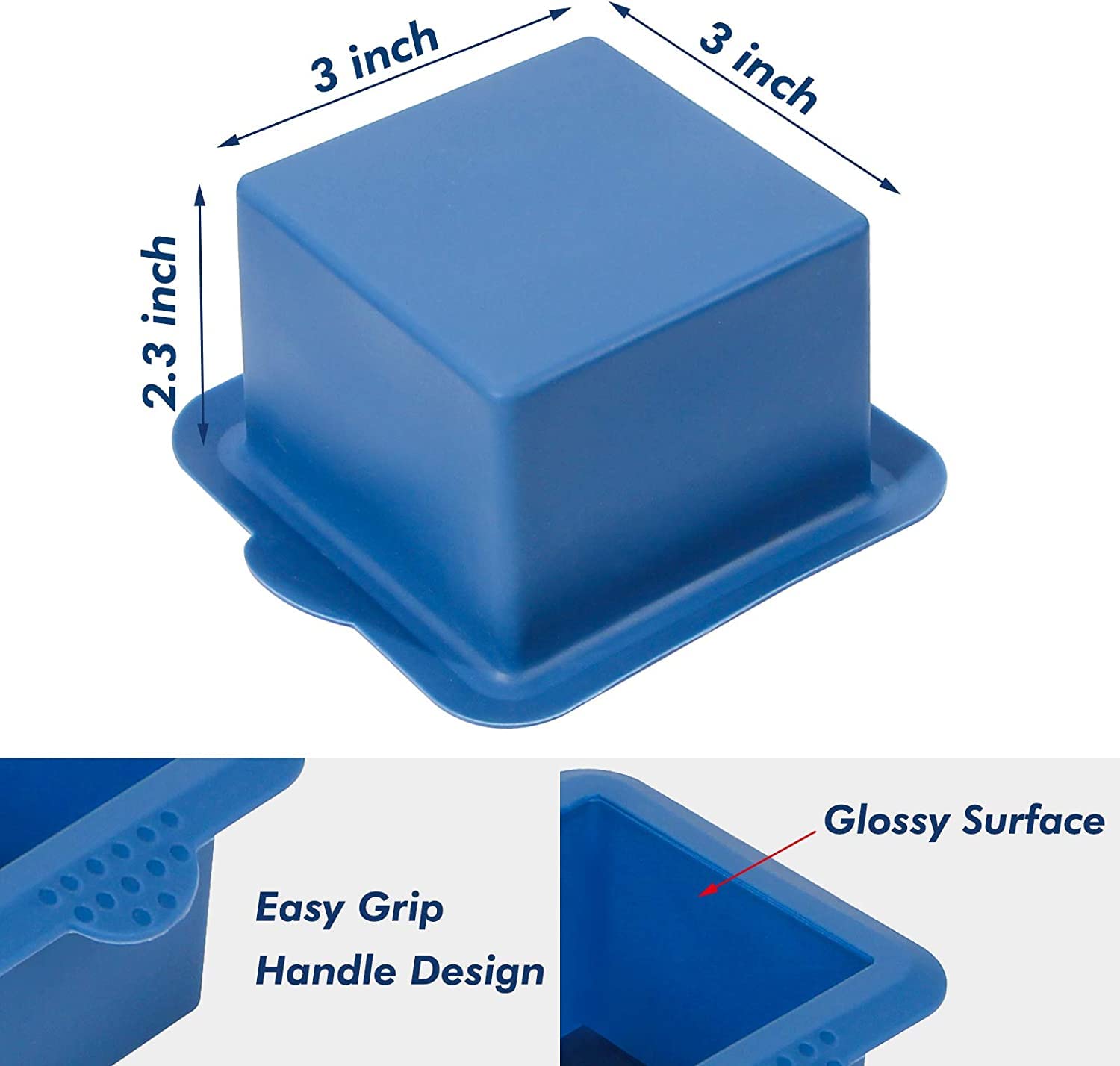 Webake Silicone Square Mold 3X3 Inch Mini Cake Pan For Individual Portion Baking Molds For Pastry, Ice Cube, Jelly, Soap, Candle