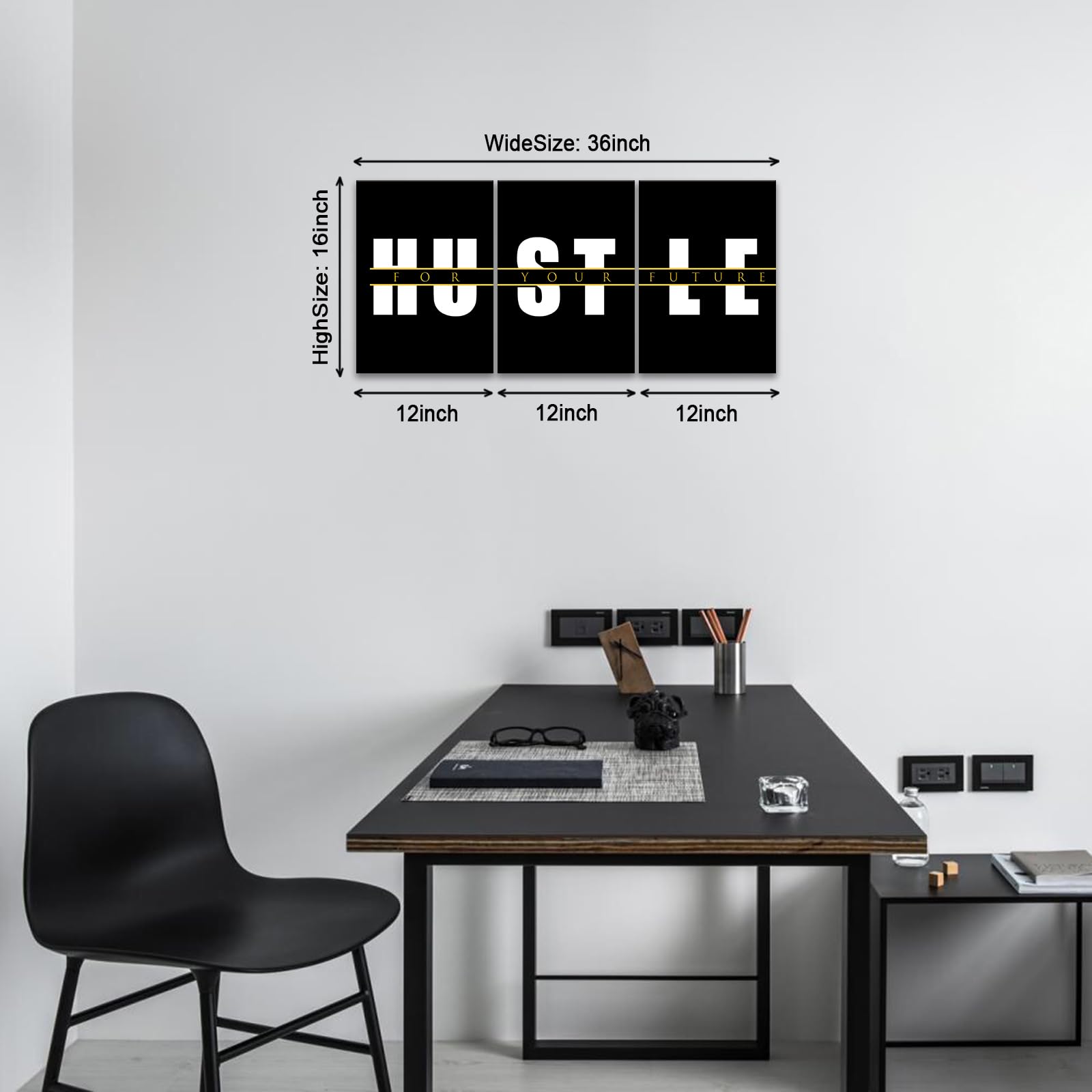 Kawahone Motivational Quotes Wall Art,Hustle Wall Art,Inspirational Wall Art, Hustle For Your,Ideal Gift For Bedroom Living Offi