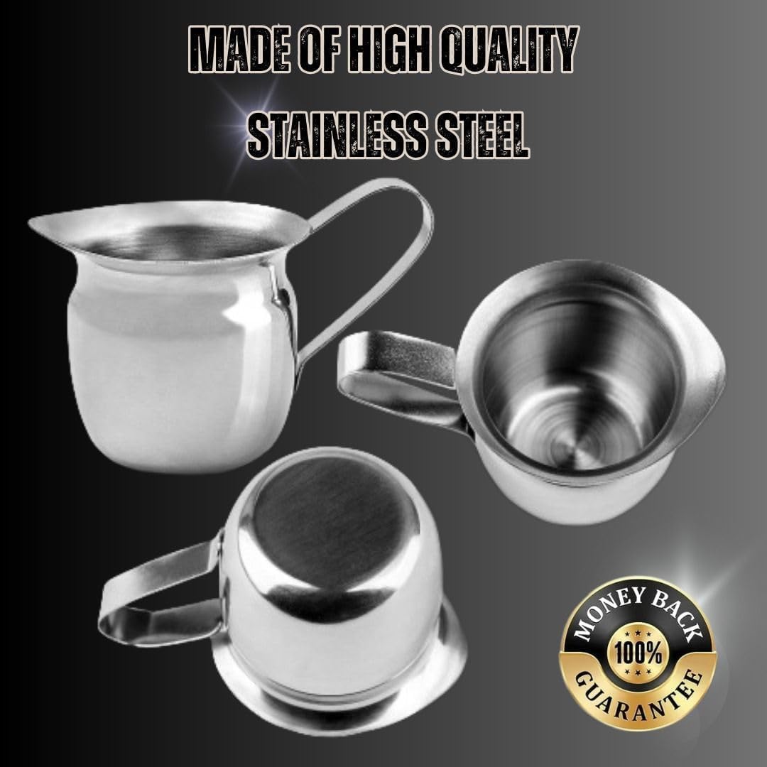 Set Of 6-3Oz - Stainless Steel Creamer Pitchers, Creamer Dispenser, Creamer Metal, Creamer Cup, Restaurant Milk Dispenser, Mini