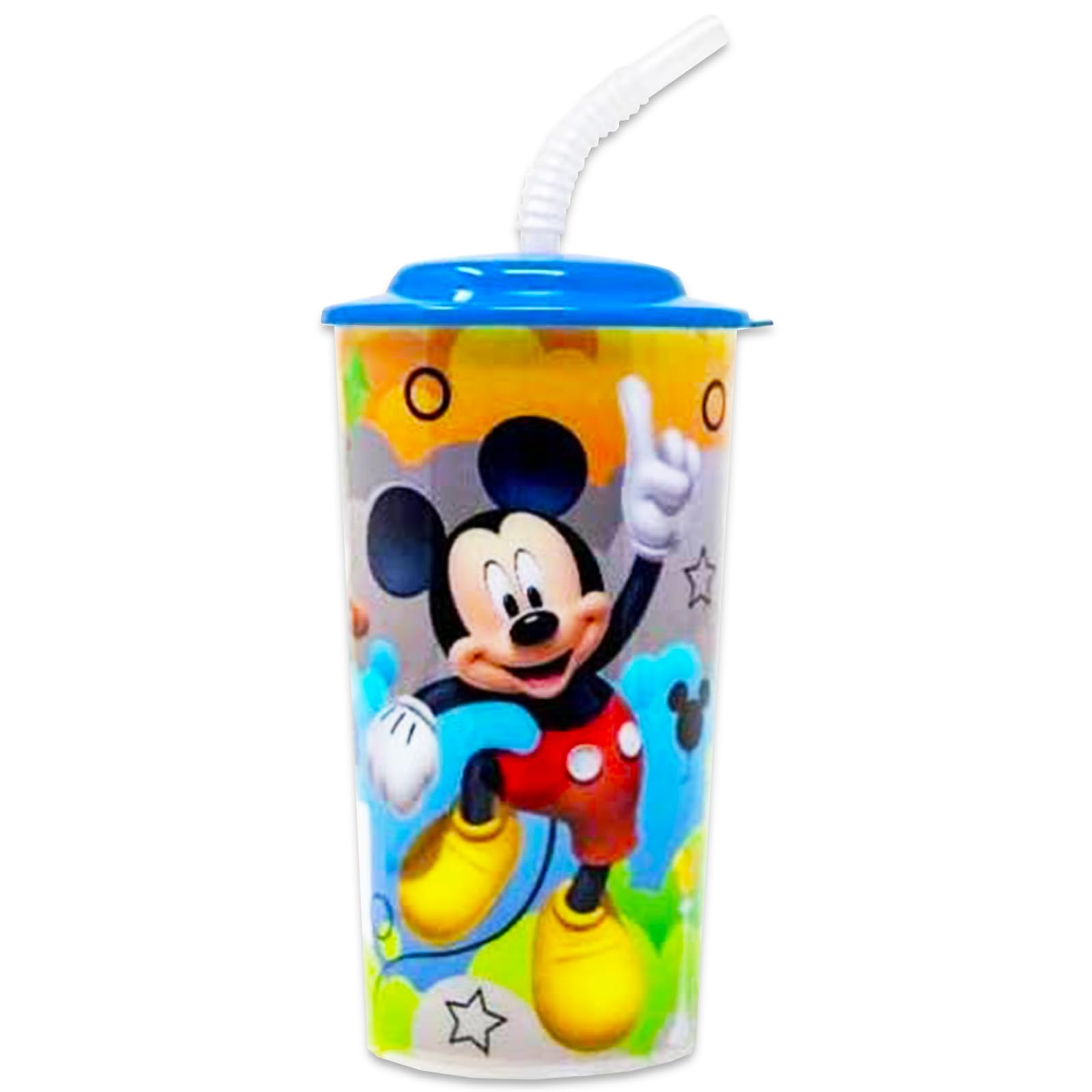 6-Pack Mickey Mouse 16oz Reusable Sports Tumbler Cups with Lids & Straws