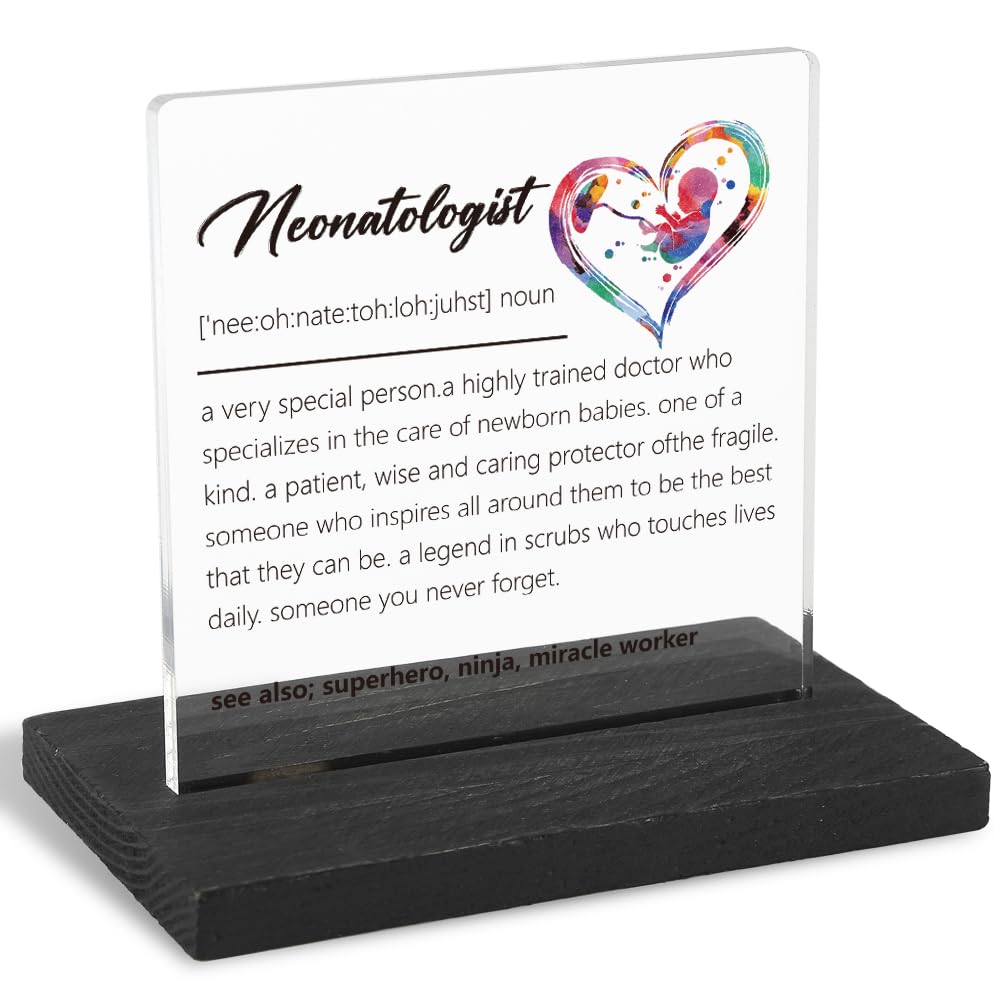 FOUGSTA Doctor Gifts for Neonatologist, Doctors Day Appreciation Gift for Neonatologist, Modern Transparent Acrylic Desk Plaque