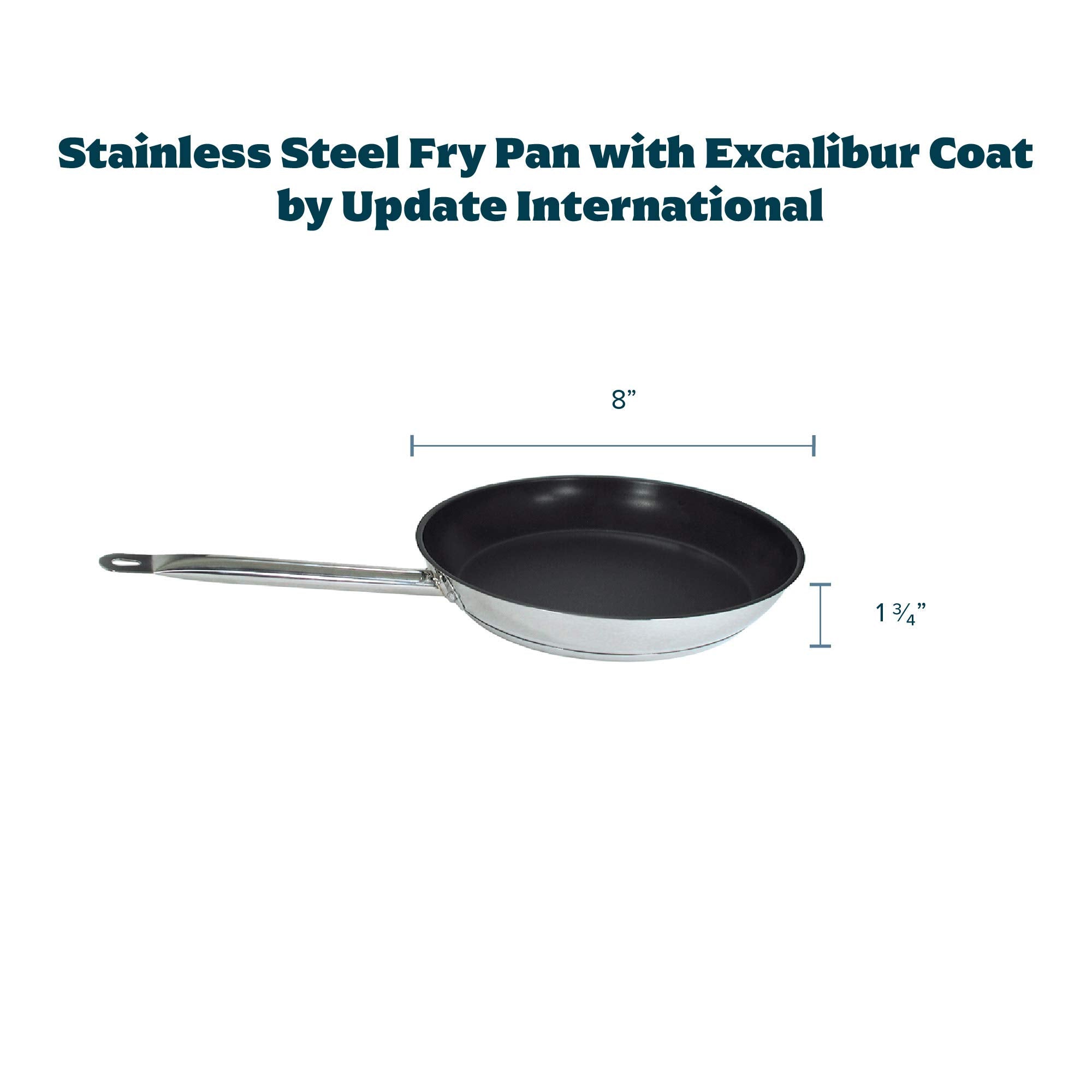 Update International - Sfc-08 Induction Fry Pan, 8-Inch, Excalibur Coated Supersteel Silver