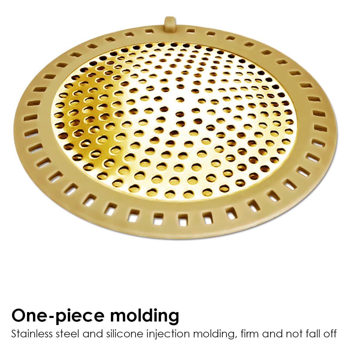 Seatery Hair Catcher Drain Strainer, Stainless Steel & Silicone, Gold, Model SHR-HC-2-G, 2PCS Set for Bathtub & Sink