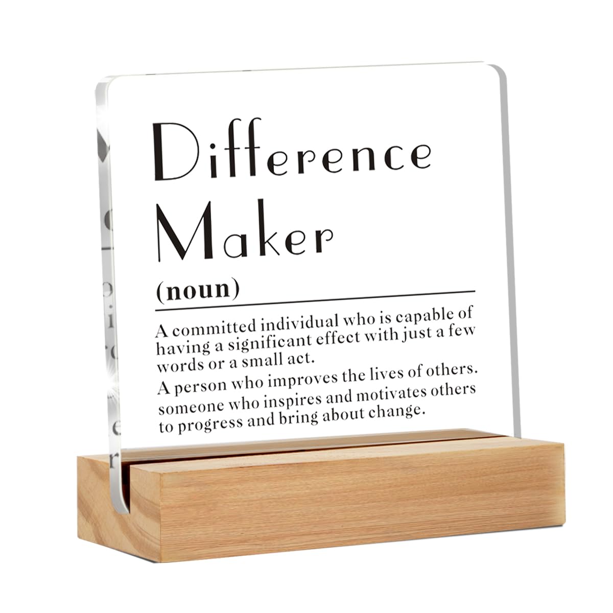 Difference Maker Gifts for Teacher Mentor Coach Boss, Difference Maker Definition Clear Acrylic Desk Decorative Sign for Home Of
