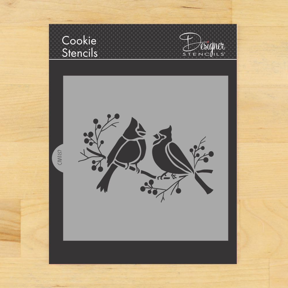 Cardinals On Branch Cookie And Craft Stencil | Bird Painting Stencil | Bird Tree Branches Stencil | Bird Painting Templates For