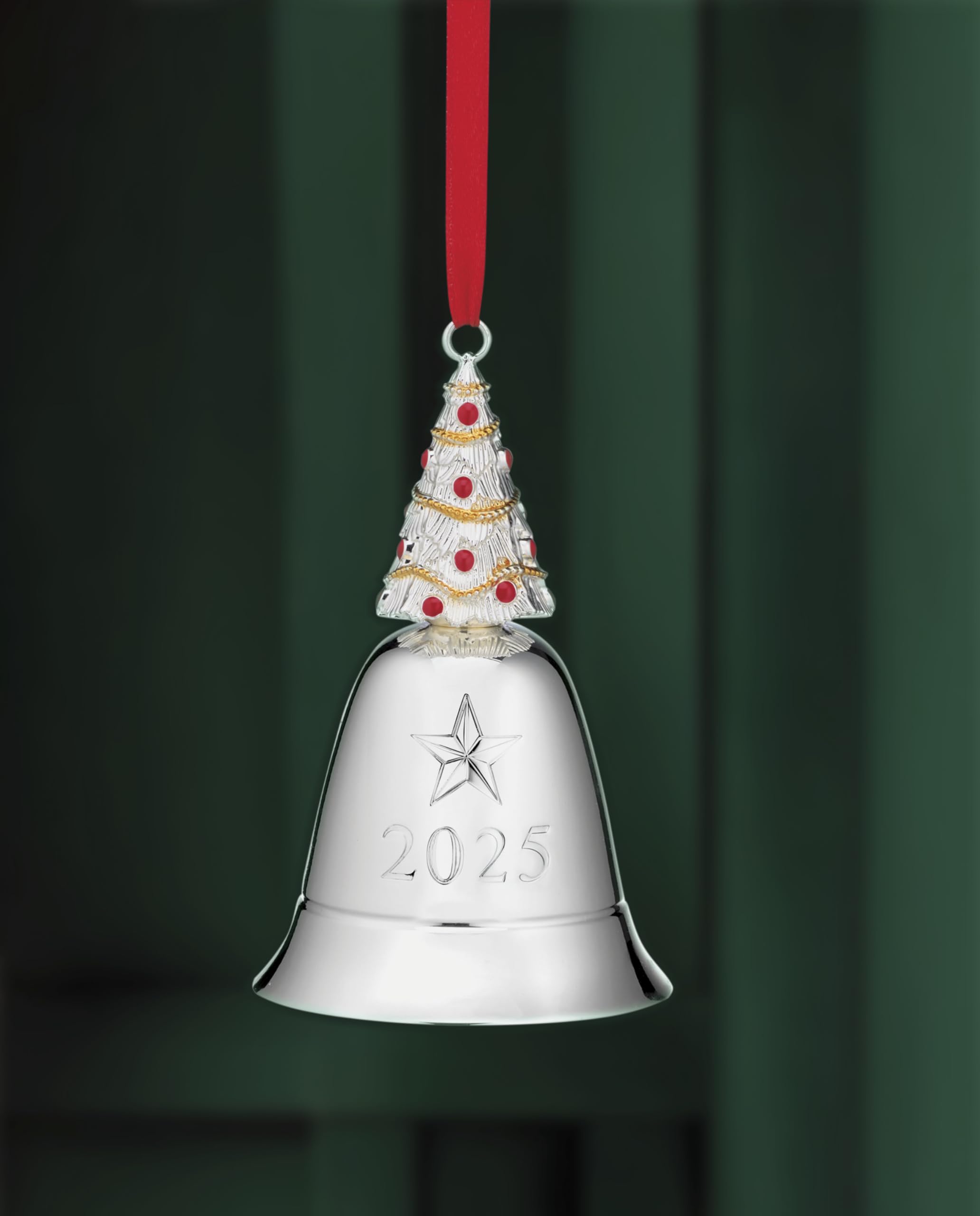 Lenox 897116 2025 Musical Bell Silverplate Ornament, We Wish You a Merry Christmas, Christmas, Holiday Decorations