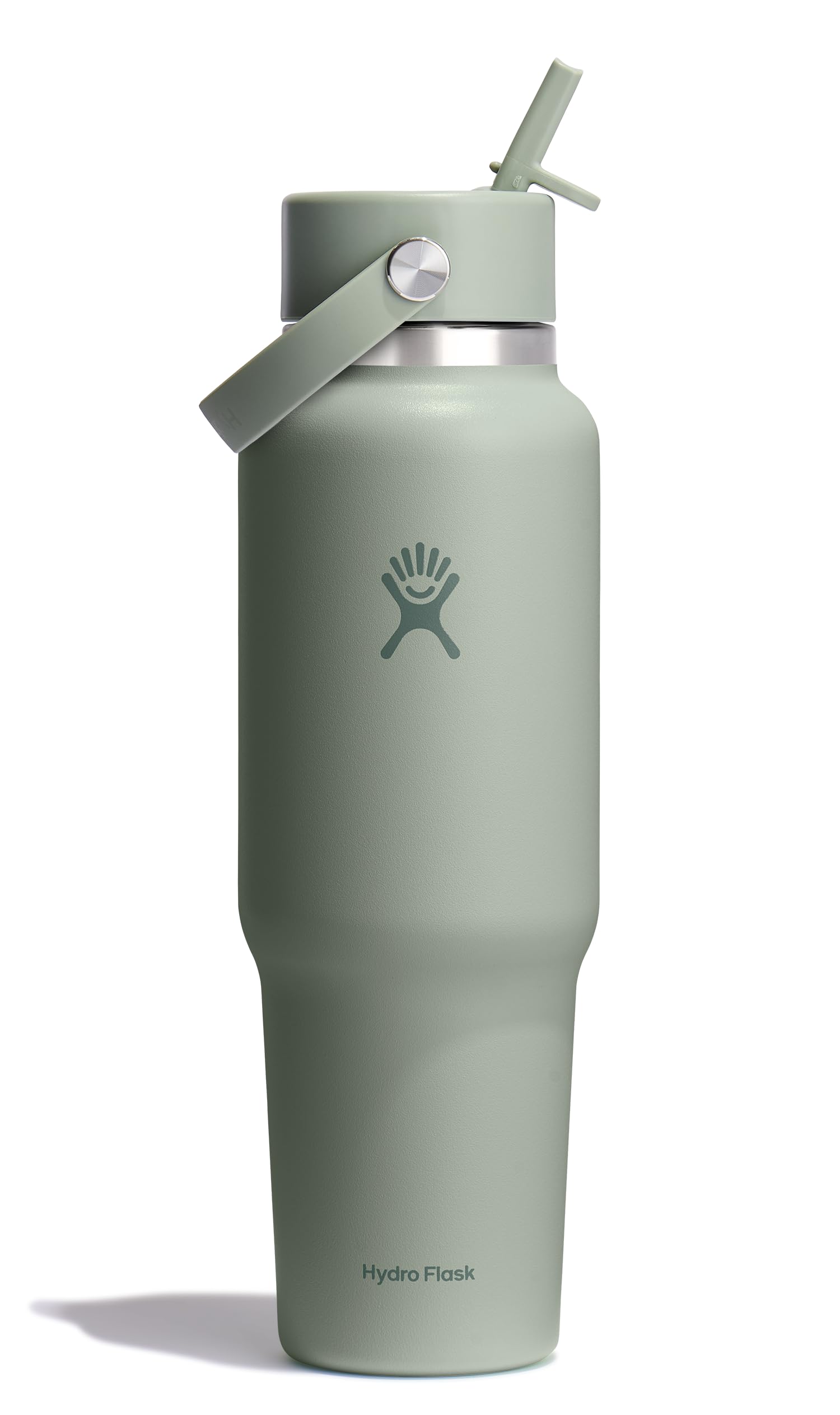 Hydro Flask Travel Water Bottle - Insulated Stainless Steel - Wide Straw Lid, Non Spill, Leakproof in 40 Oz Agave Green