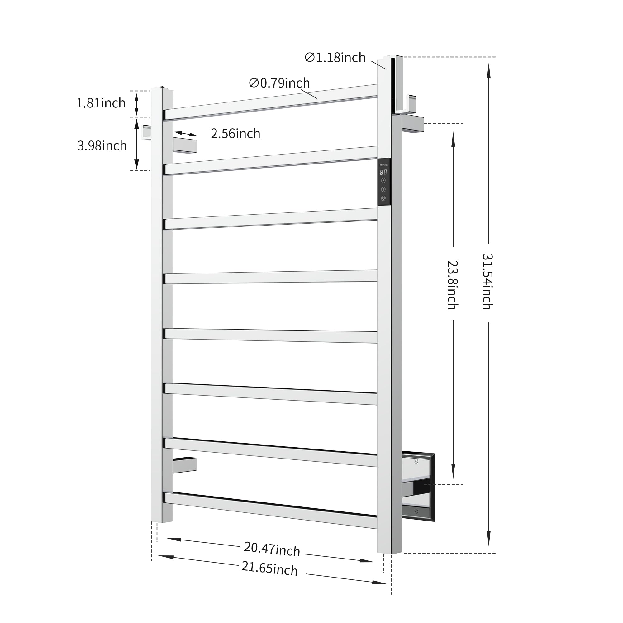 P&Bhusri Heated Towel Rack, 8-Bar Towel Warmer Rack For Bathroom, Wall Mounted Electric Towel Rack With Timer And Led Indicator,