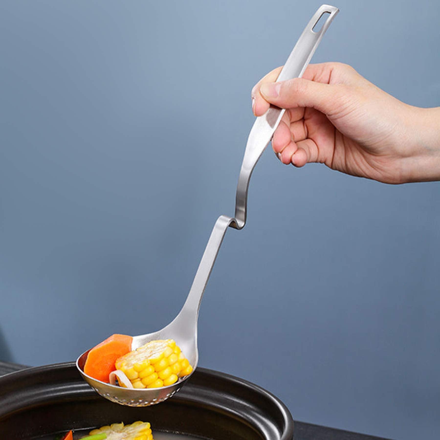 Bulckrew Hot Pot Soup Ladle Spoon Slotted Spoons For Cooking, 304 Stainless Steel Ladle/Skimmer Spoon Ladle Strainer-Set Of 2,12
