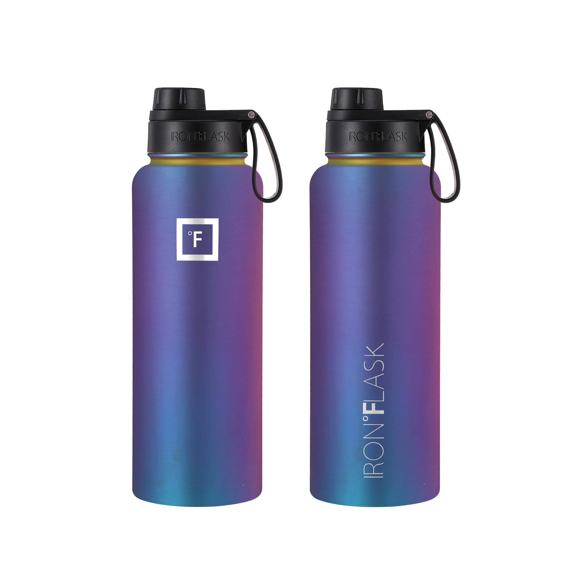 Iron Flask Sports Water Bottle - 3 Lids (Wide Spout Lid), Leak Proof - Stainless Steel Gym & Sport Bottles For Men, Women & Kids